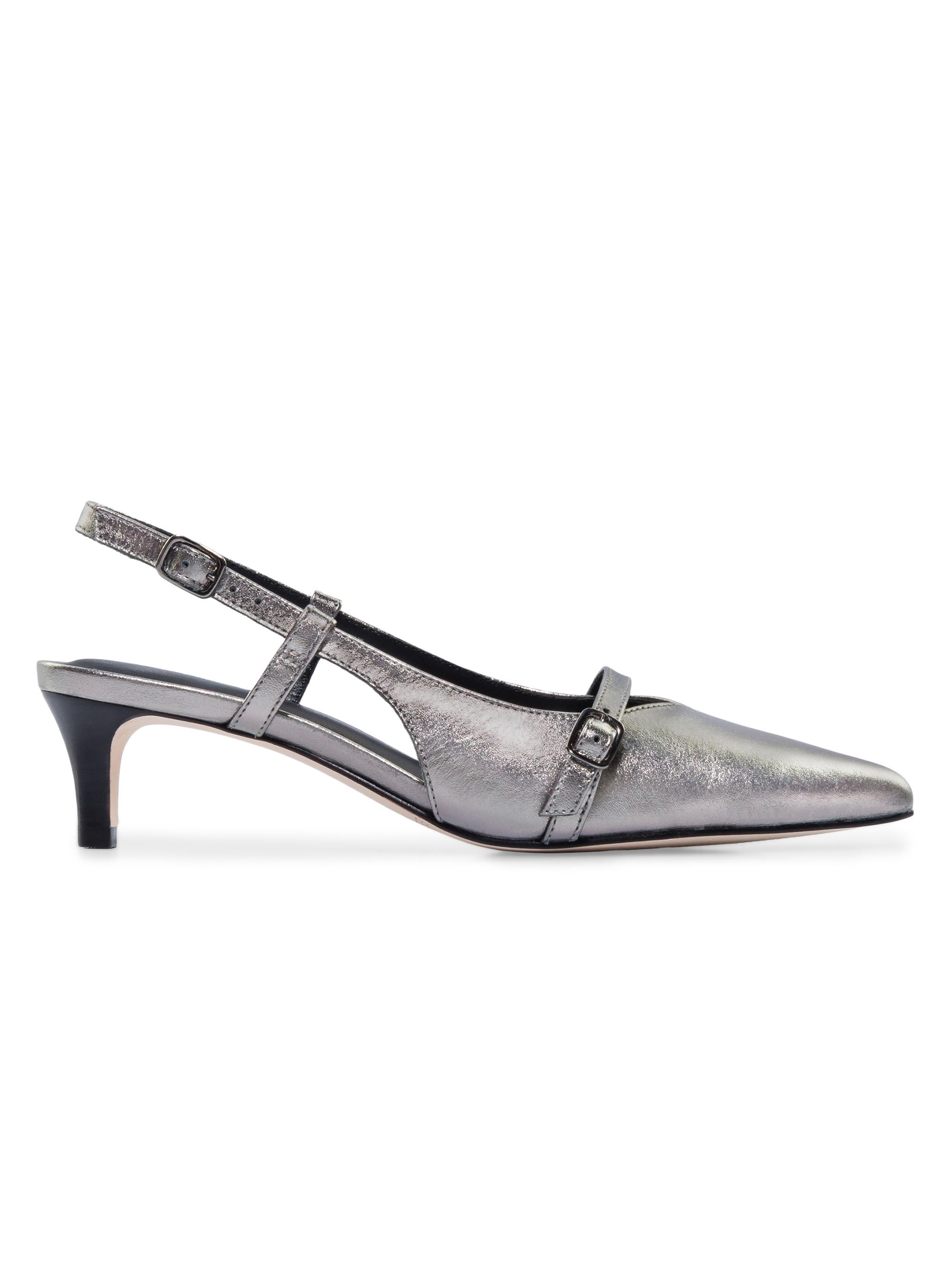Bernardo Women's Marietta Metallic Leather Kitten Heel Pumps - Gunmetal