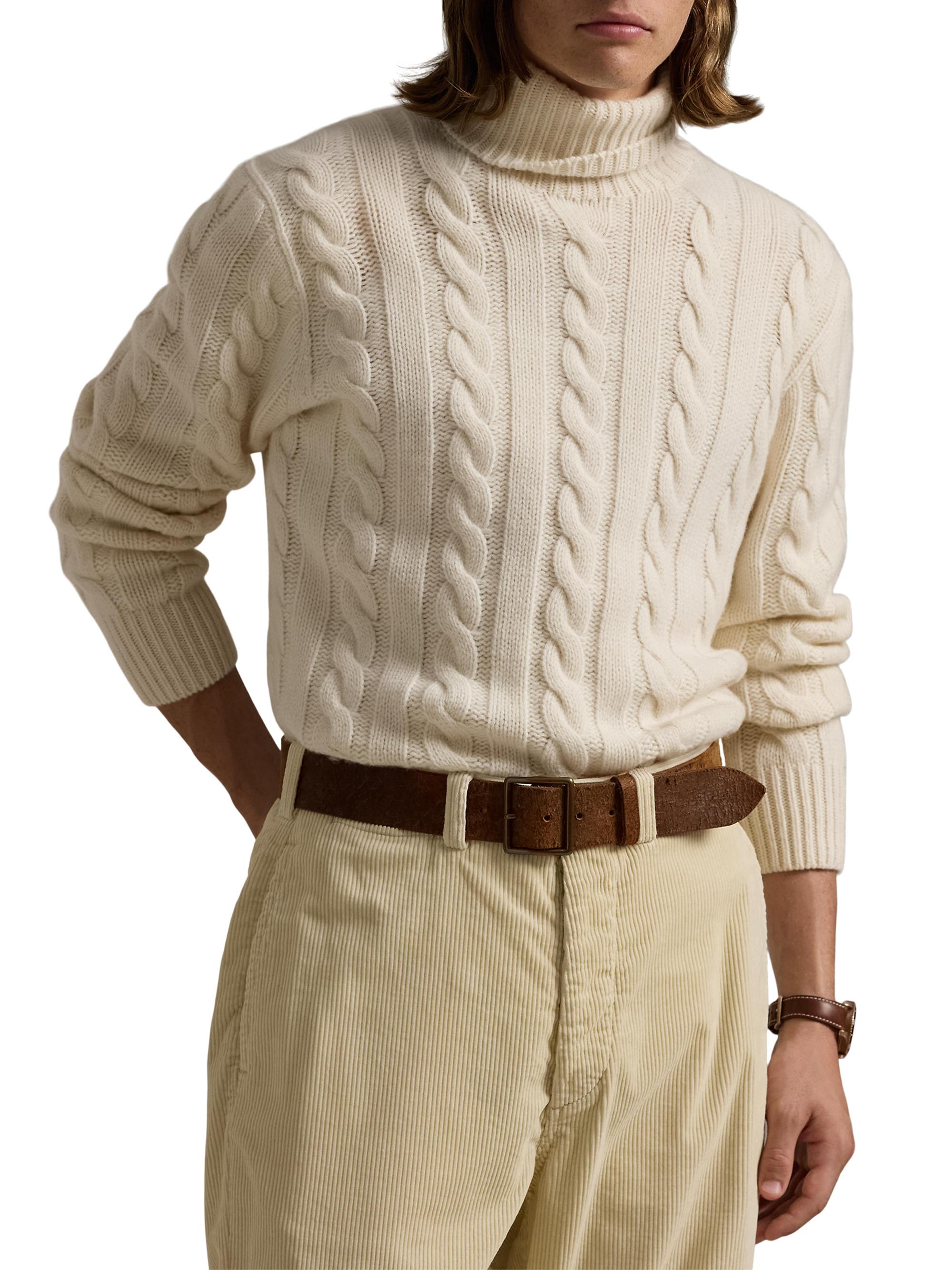 Polo Ralph Lauren Cable-Knit Wool-Cashmere Turtleneck Sweater
