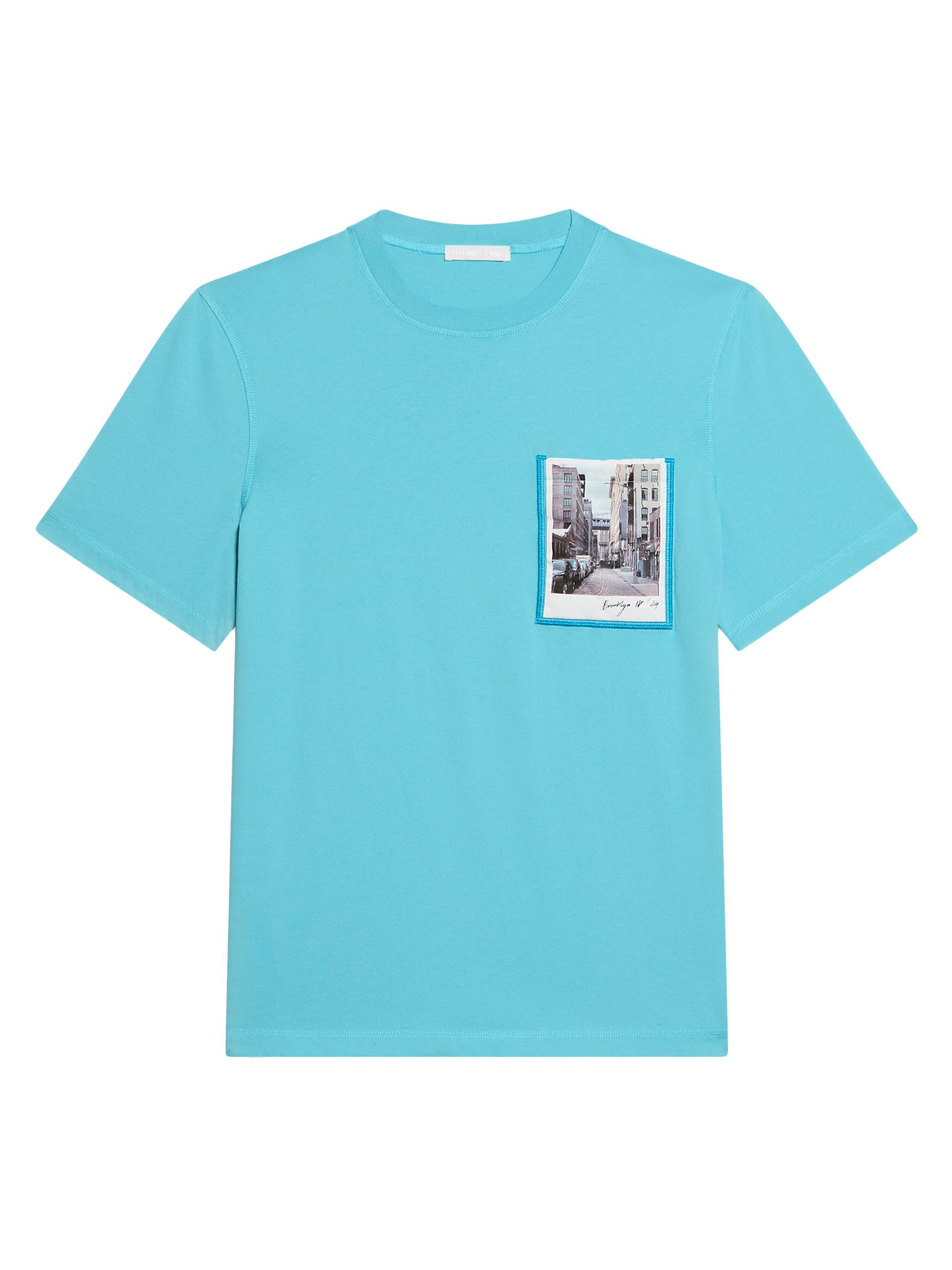 Helmut Lang Men's Postcard Pocket Cotton Crewneck T-Shirt - Teal