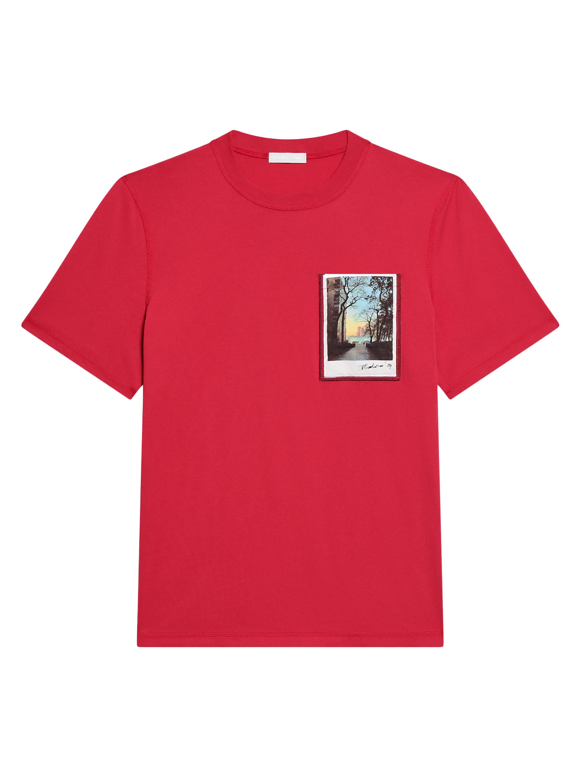 Helmut Lang Men's Postcard Cotton Crewneck T-Shirt - Bordeaux