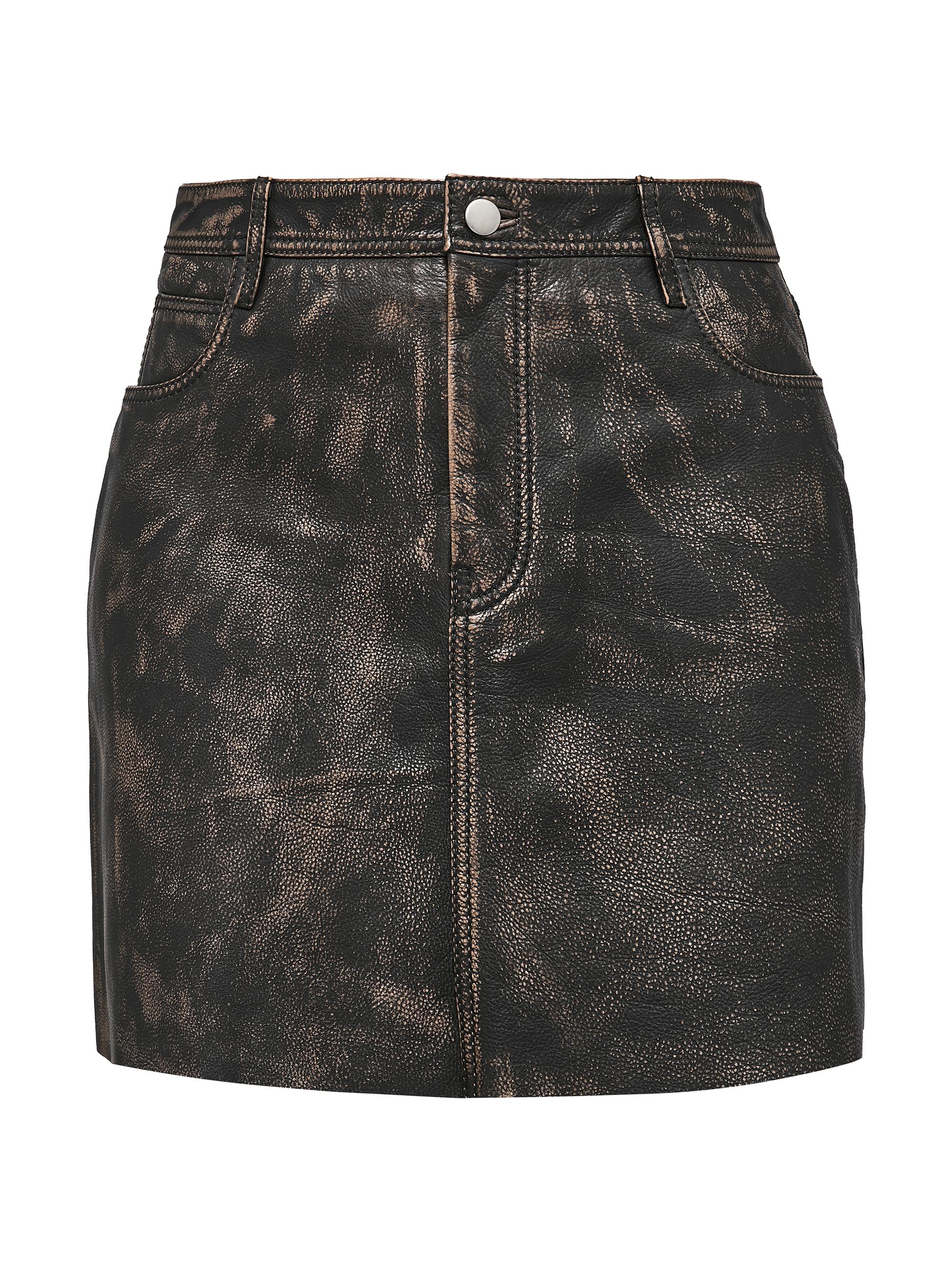 AS by DF Women's Bonnie Leather Skirt - Distressed Black