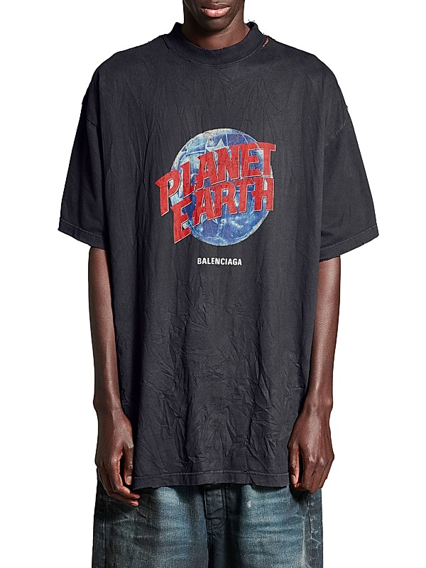 Shop Balenciaga Planet Earth T-Shirt Oversized | Saks Fifth Shop Balenciaga Planet Earth T-Shirt Oversized | Saks Fifth
