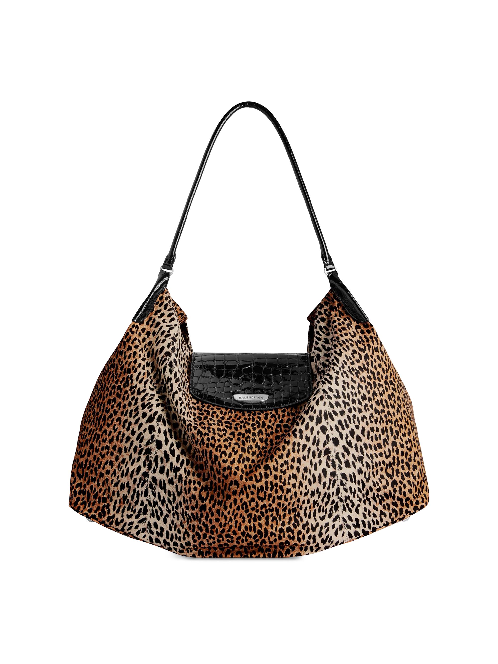 Balenciaga Women's Genève  Hobo Bag Leopard Print - Black Multicolor