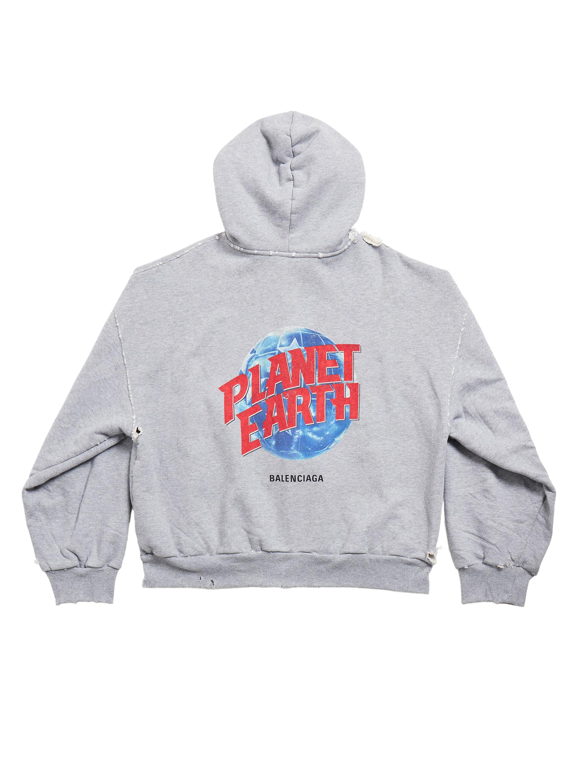 Balenciaga | Grey | Planet Earth Zip-Up Hoodie Regular Fit - Grey_