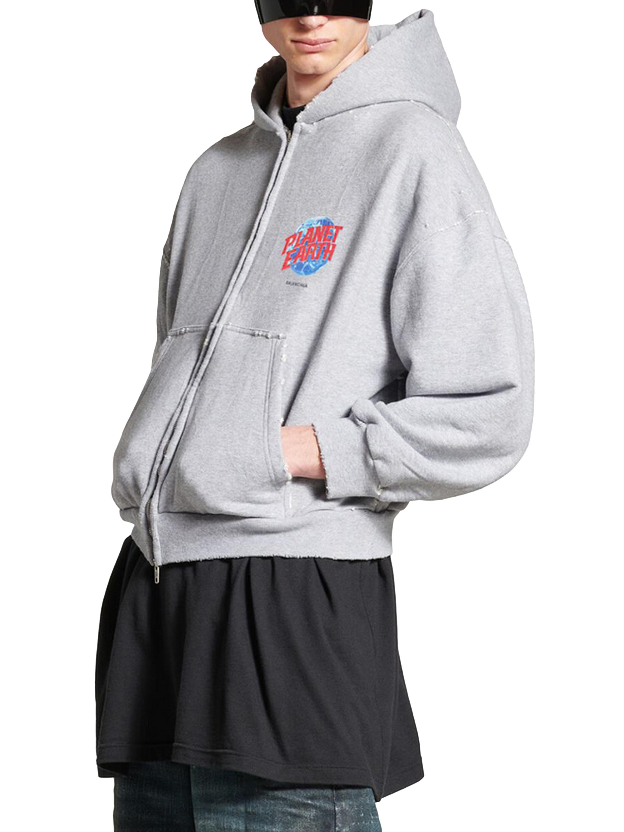 Balenciaga | Planet Earth Zip-Up Hoodie Regular Fit - Grey