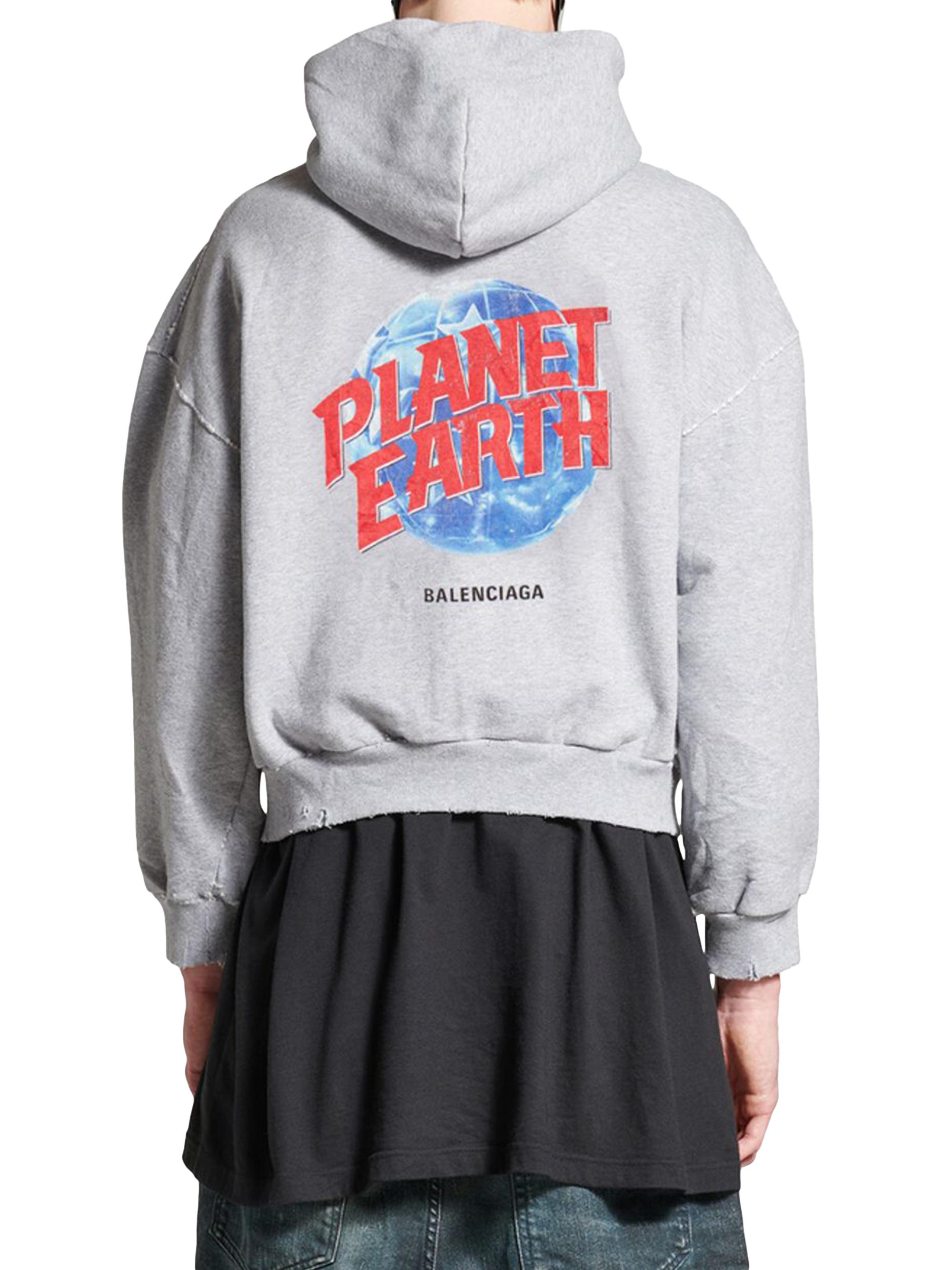 Balenciaga Planet Earth Zip-Up Hoodie Regular Fit - Grey | Vêtir