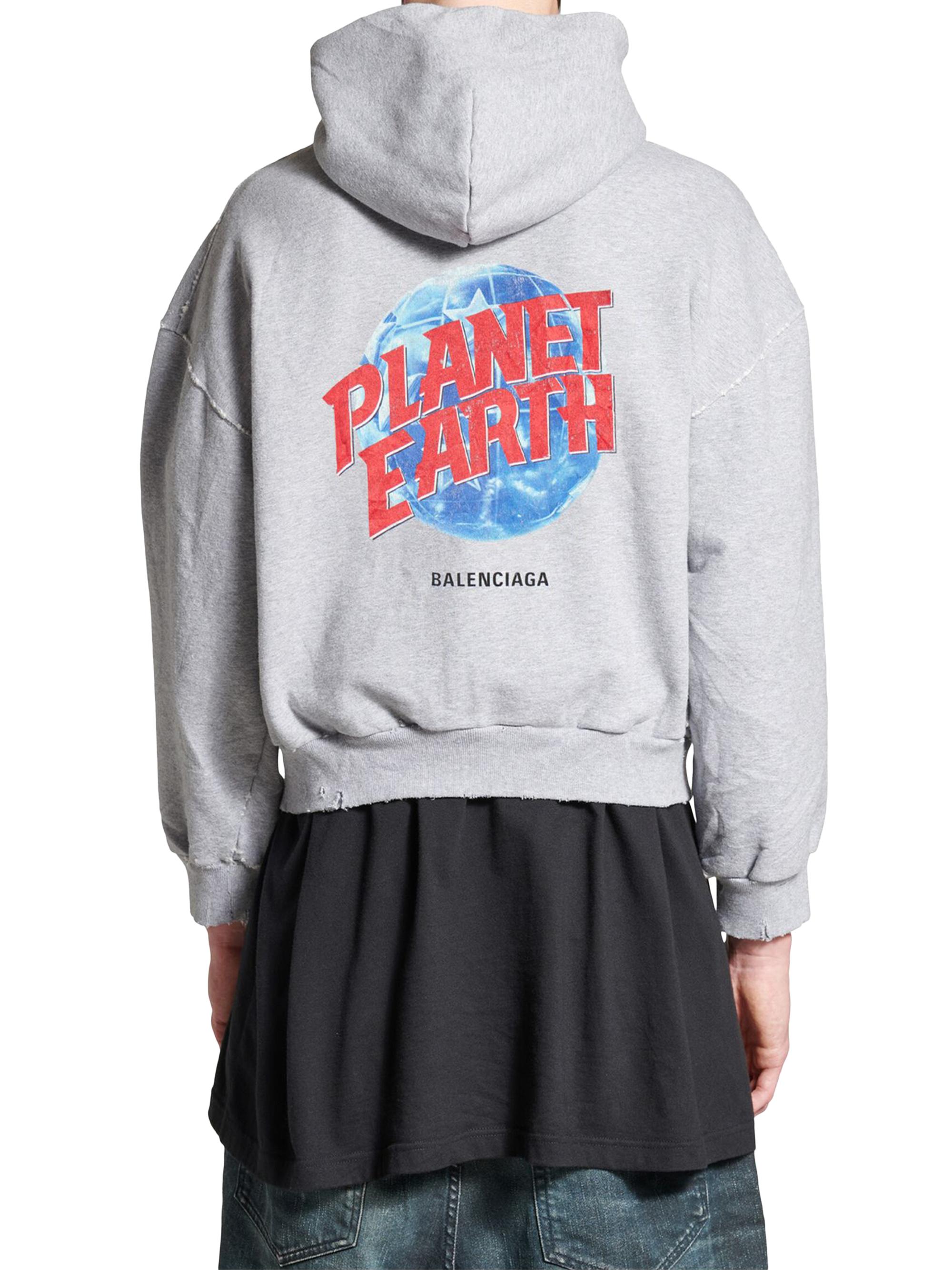Balenciaga Planet Earth Zip-Up Hoodie Regular Fit - Grey | Vêtir