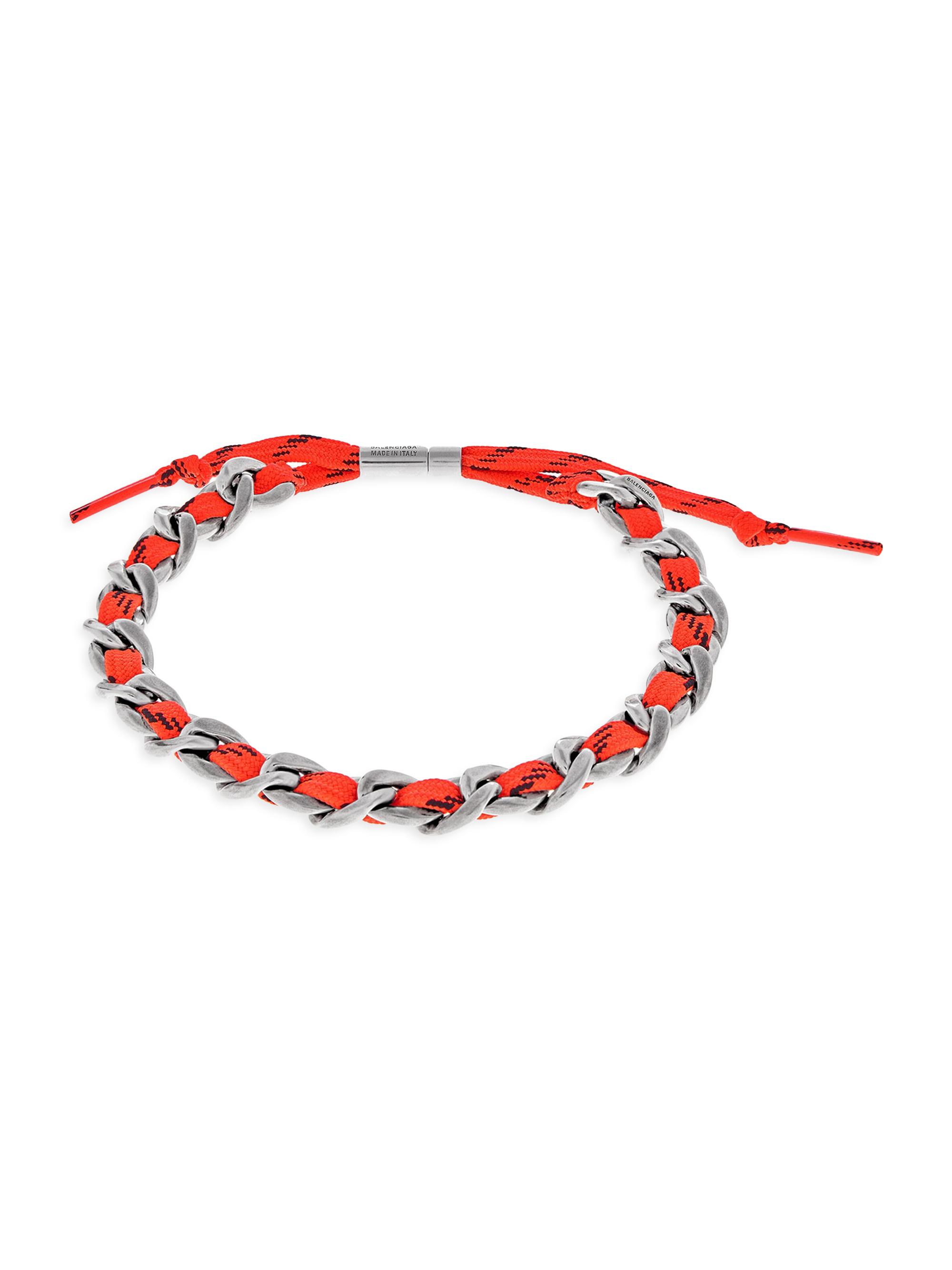 Balenciaga Men's Malibu Gourmette Choker - Silver Neon Orange