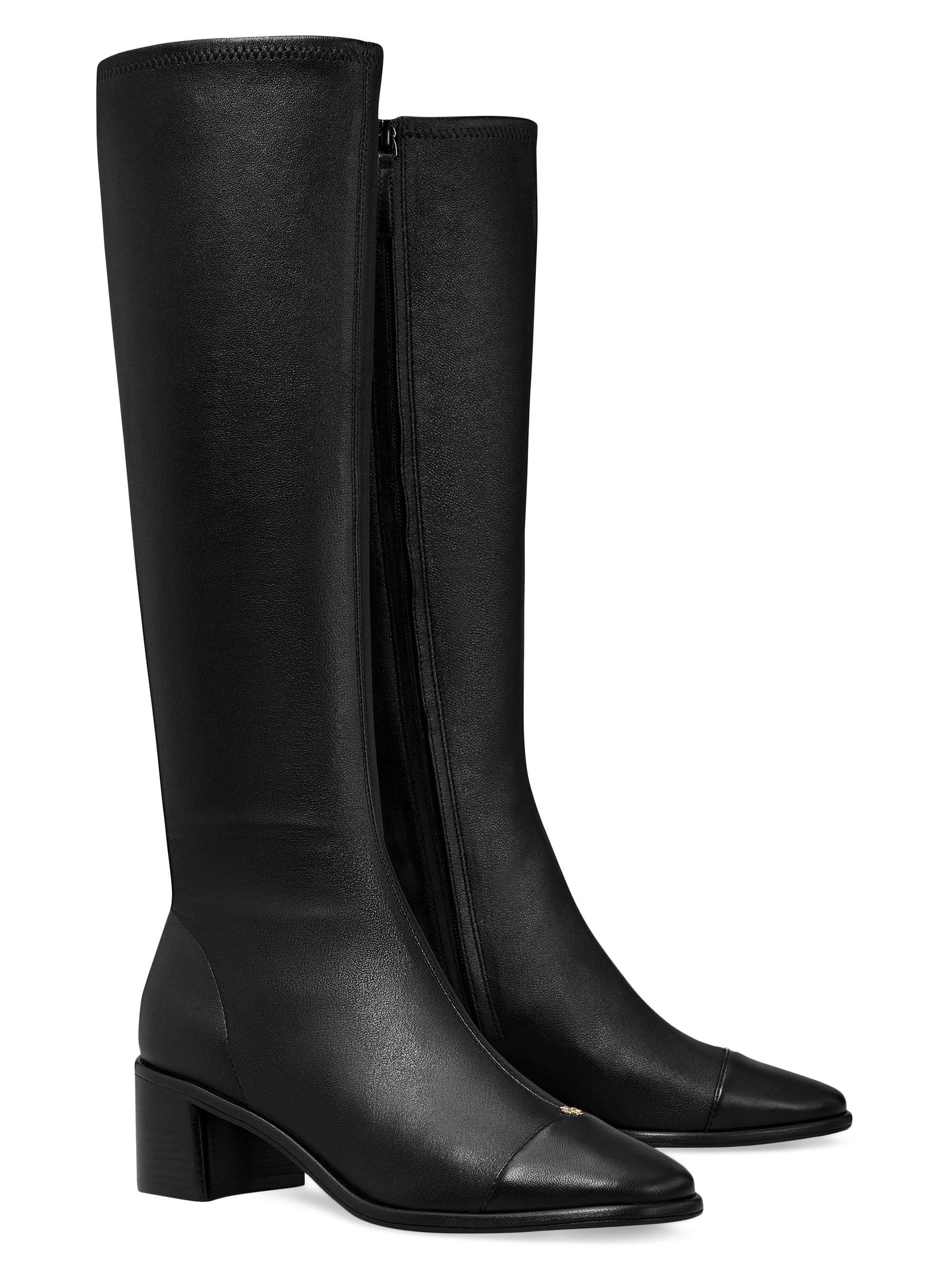 Tory Burch Cap-Toe 55MM Leather Knee-High Boots | Saks Fifth Avenue