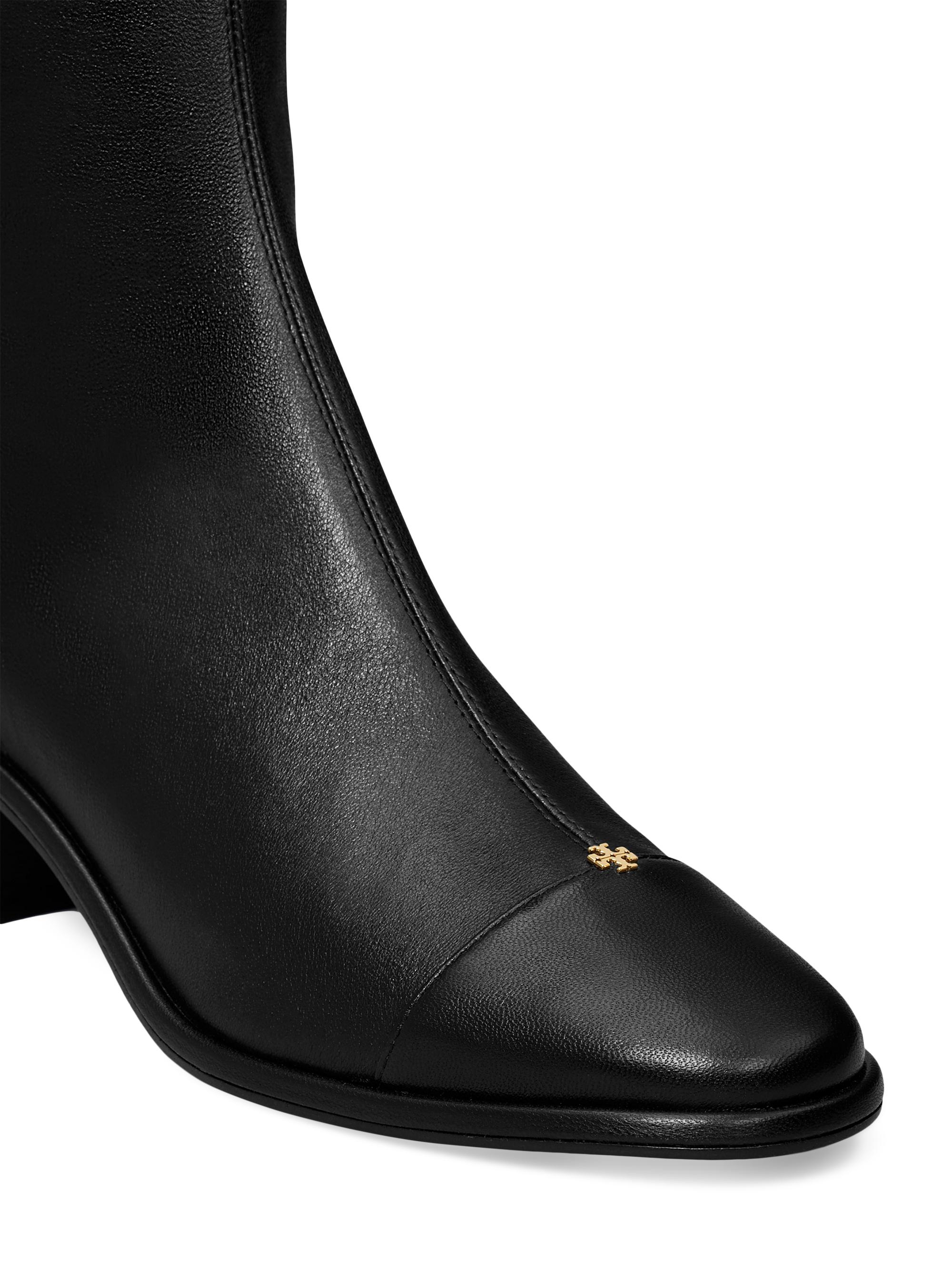 Tory Burch Cap-Toe 55MM Leather Knee-High Boots | Saks Fifth Avenue