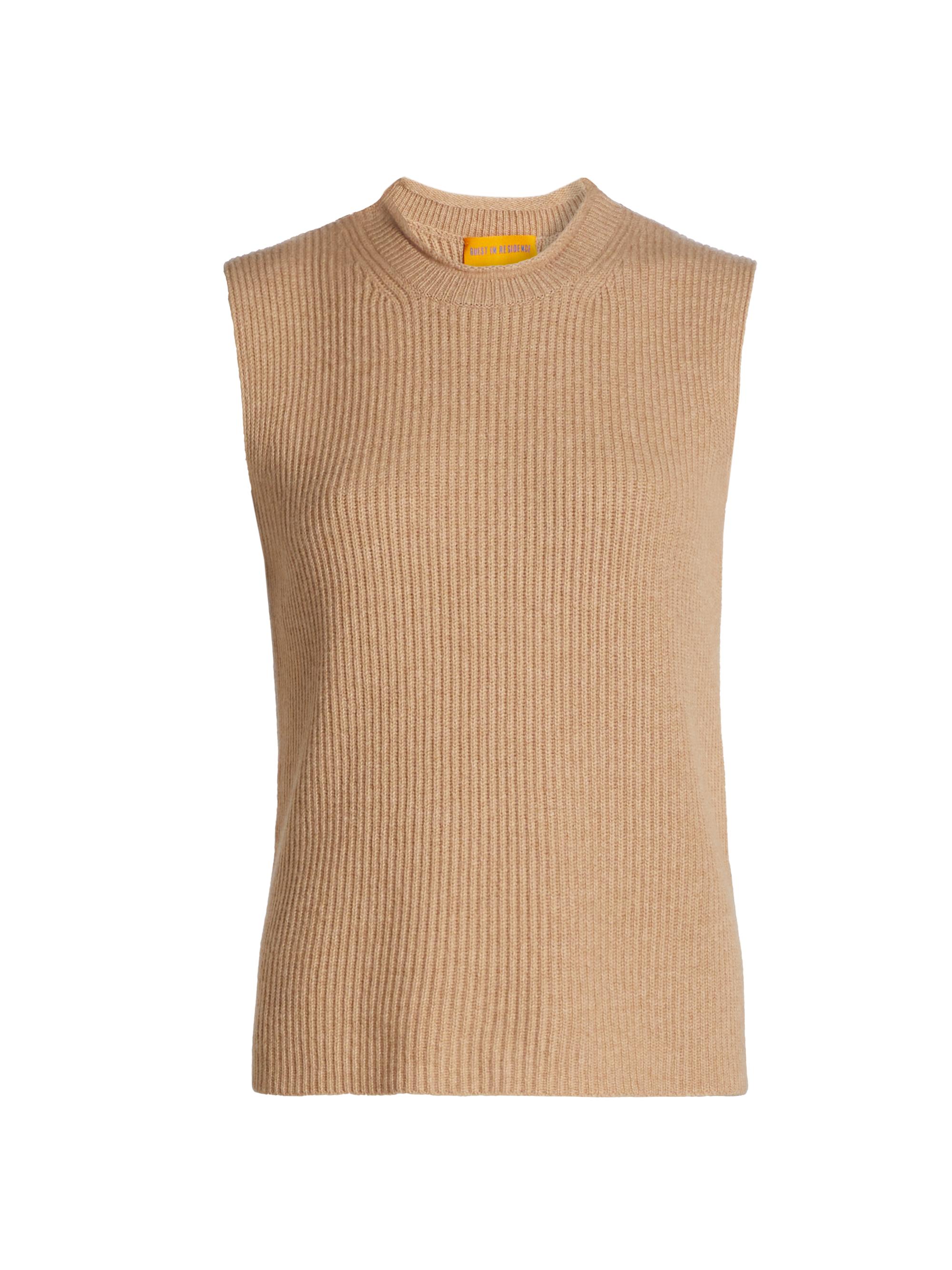 Guest in Residence Women's Layer Up! Rib-Knit Cashmere Vest - Dune