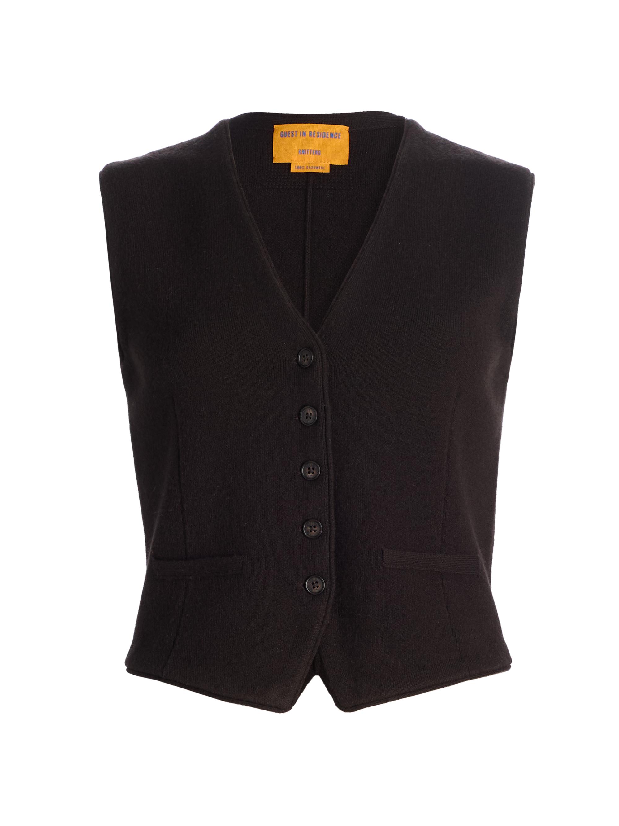 Guest in Residence Women's Cashmere Knit Tailored Vest - Black