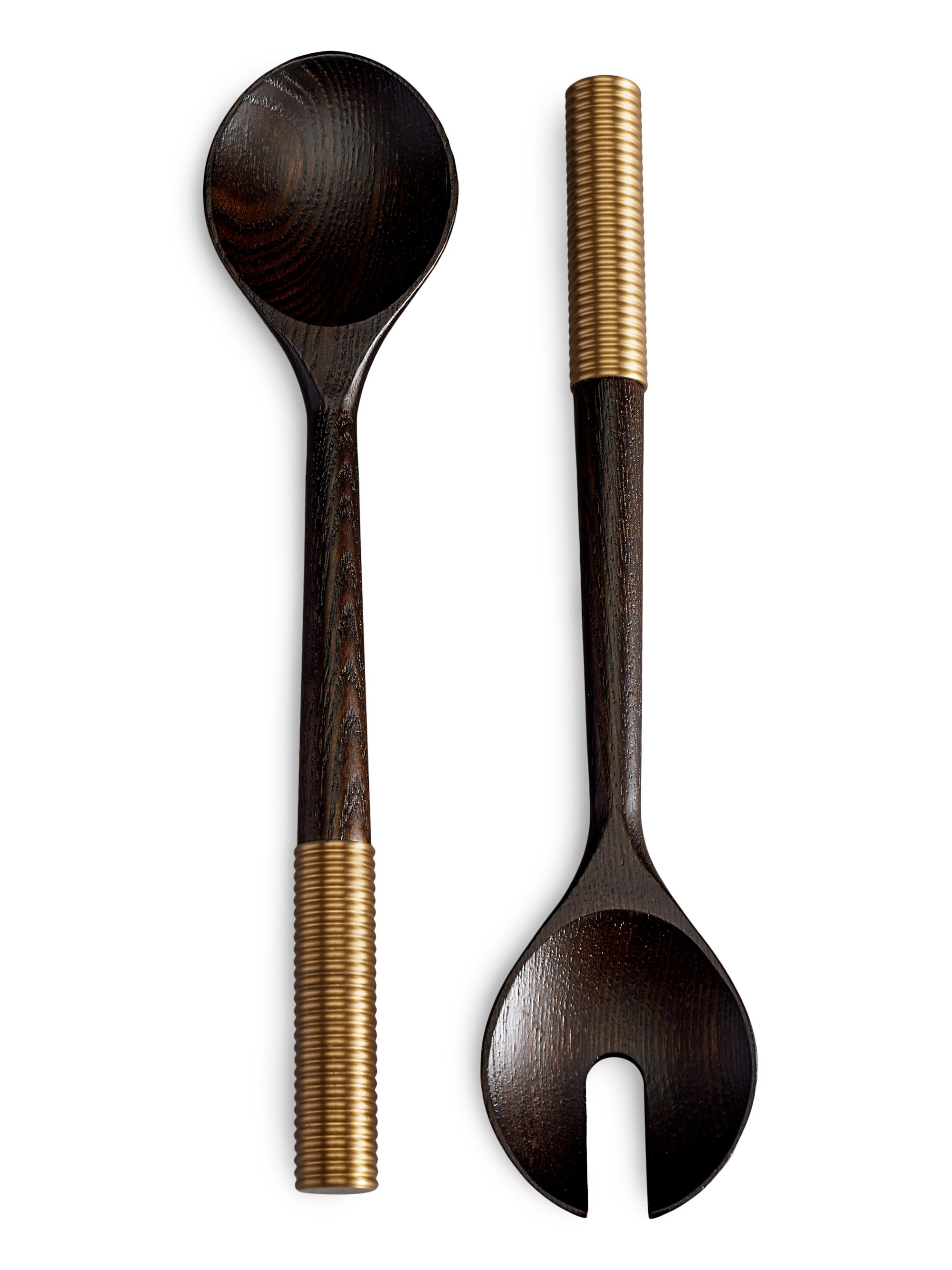 L'Objet Alhambra Wooden Salad Servers - Smoked Ash