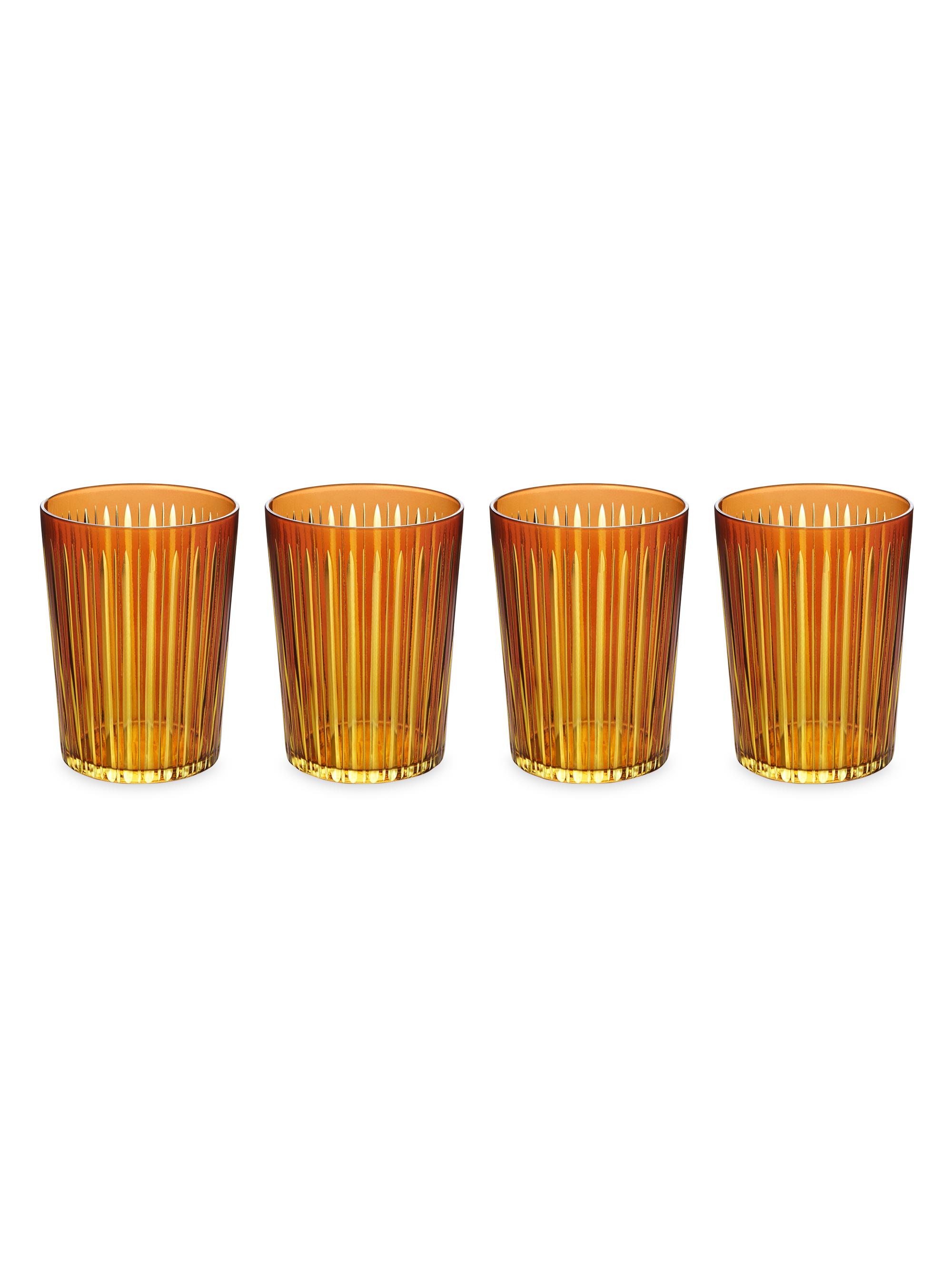 L'Objet Prism 4-Piece Highball Glass Set - Amber Honey