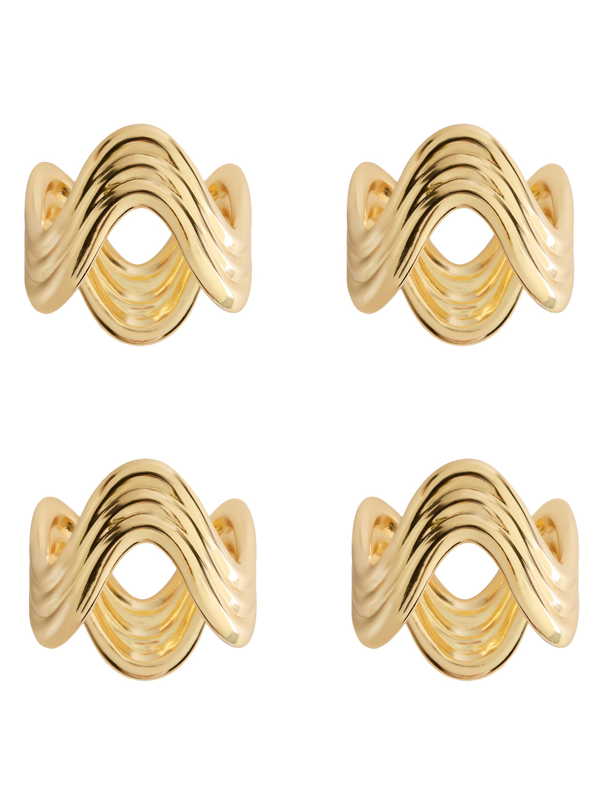 L'Objet Ripple 4-Piece Napkin Ring Set - Gold