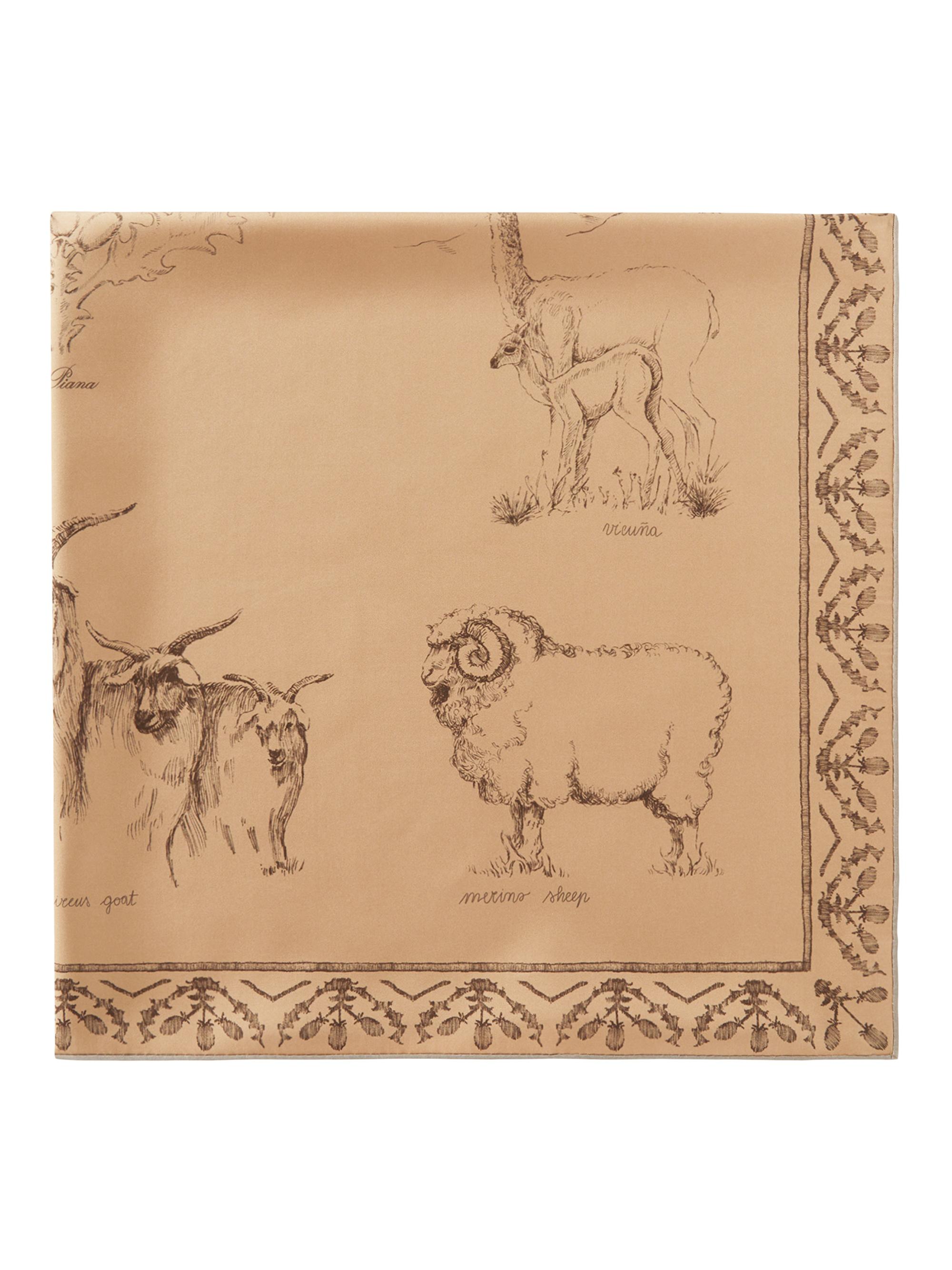 Loro Piana Women's The Origins Of Excellences Silk Square Scarf - Light Tan Graphite