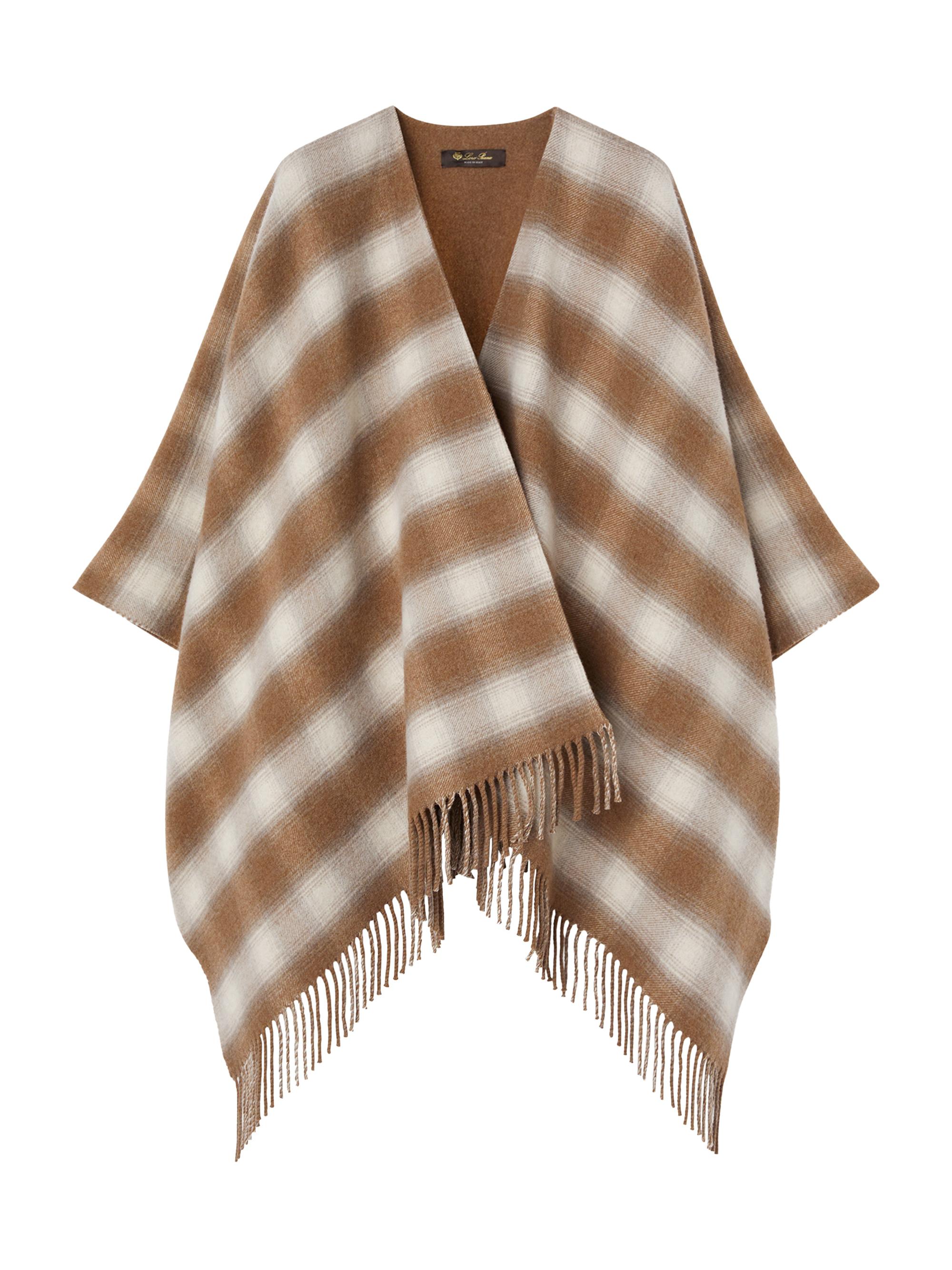 Loro Piana Women's Tartan Wish Cashmere Poncho - Light Camel
