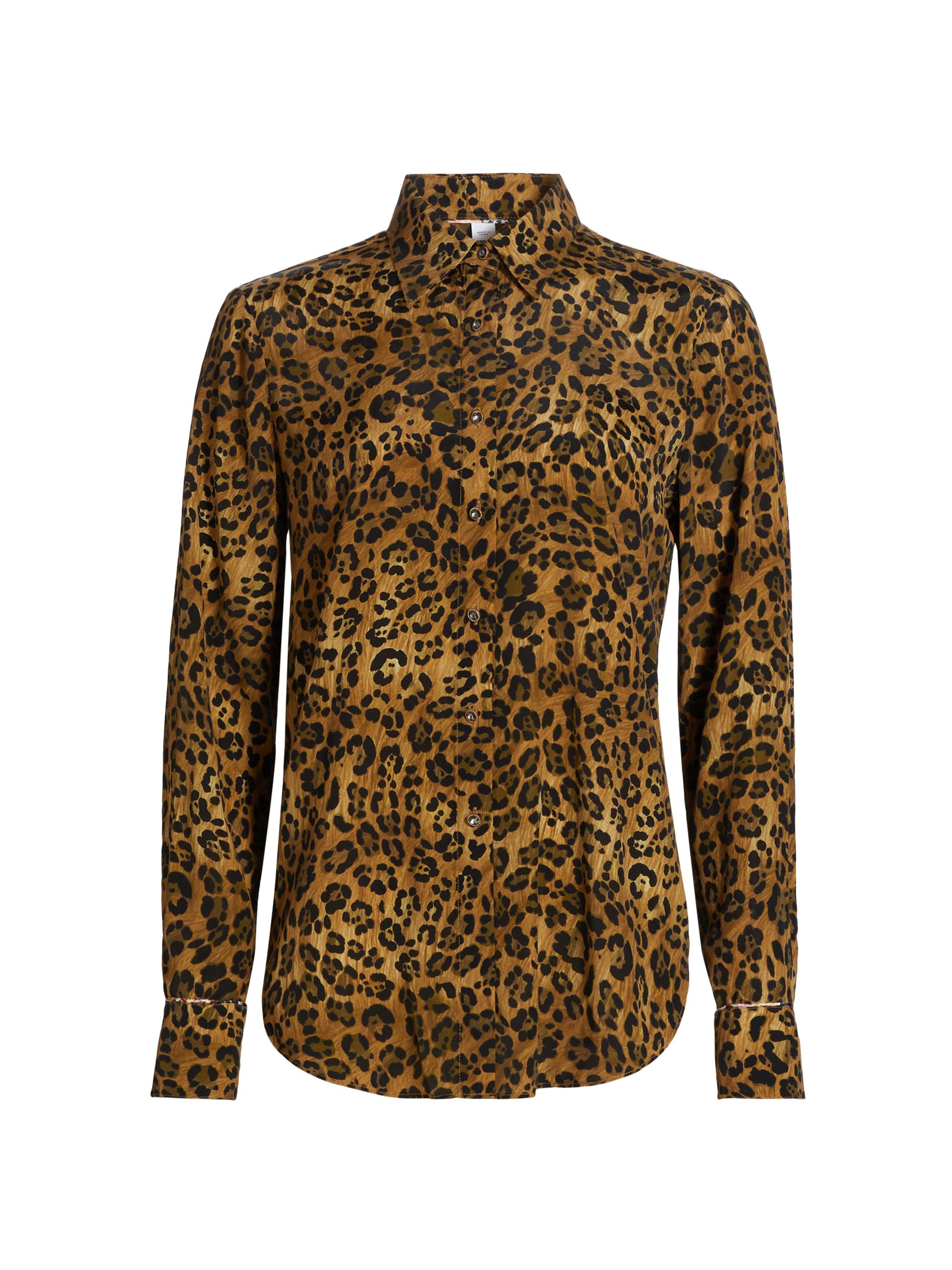 Robert Graham Women's Gabriela Leopard Print Long-Sleeve Shirt - Brown