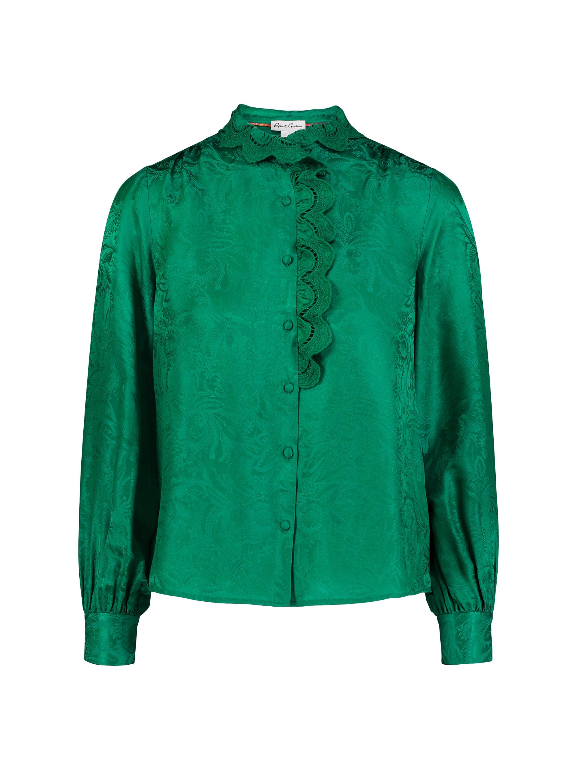 Robert Graham Women's Brigitte Paisley Jacquard Long-Sleeve Shirt - Emerald