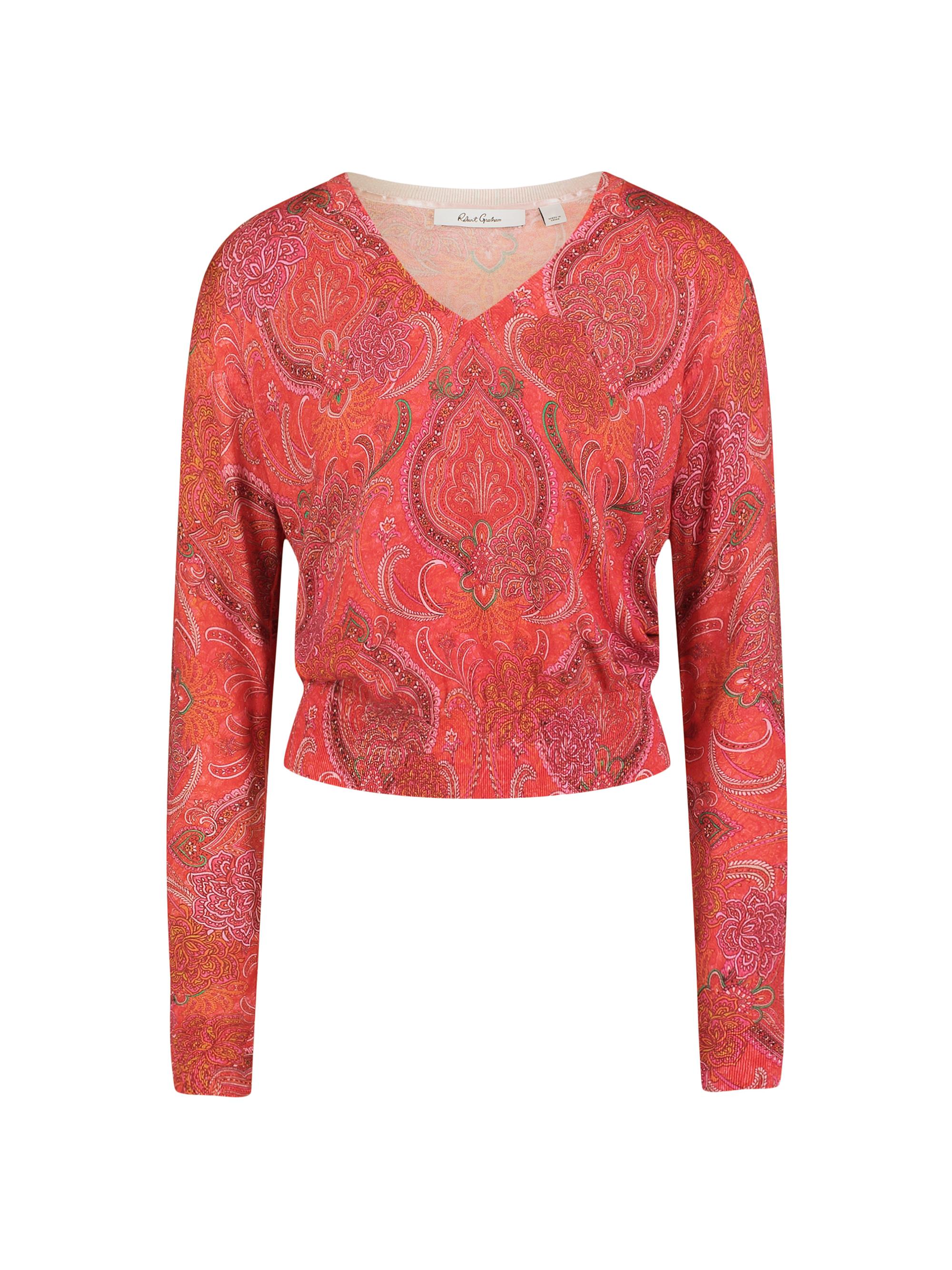 Robert Graham Women's Evelyn Paisley Cotton-Silk V-Neck Sweater
