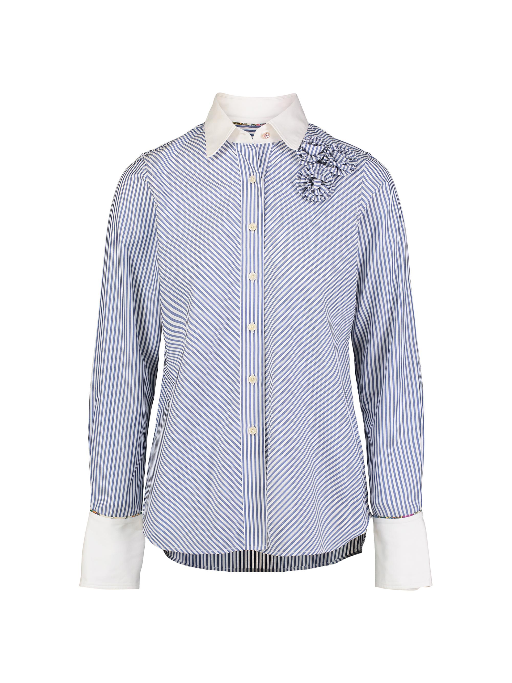 Robert Graham Women's Priscilla Striped Stretch-Cotton Long-Sleeve Shirt - Blue