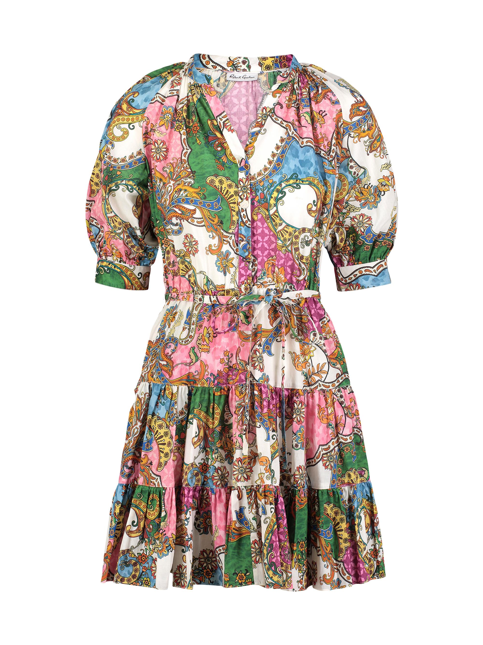 Robert Graham Women's Sydney Paisley Tiered Short-Sleeve Minidress