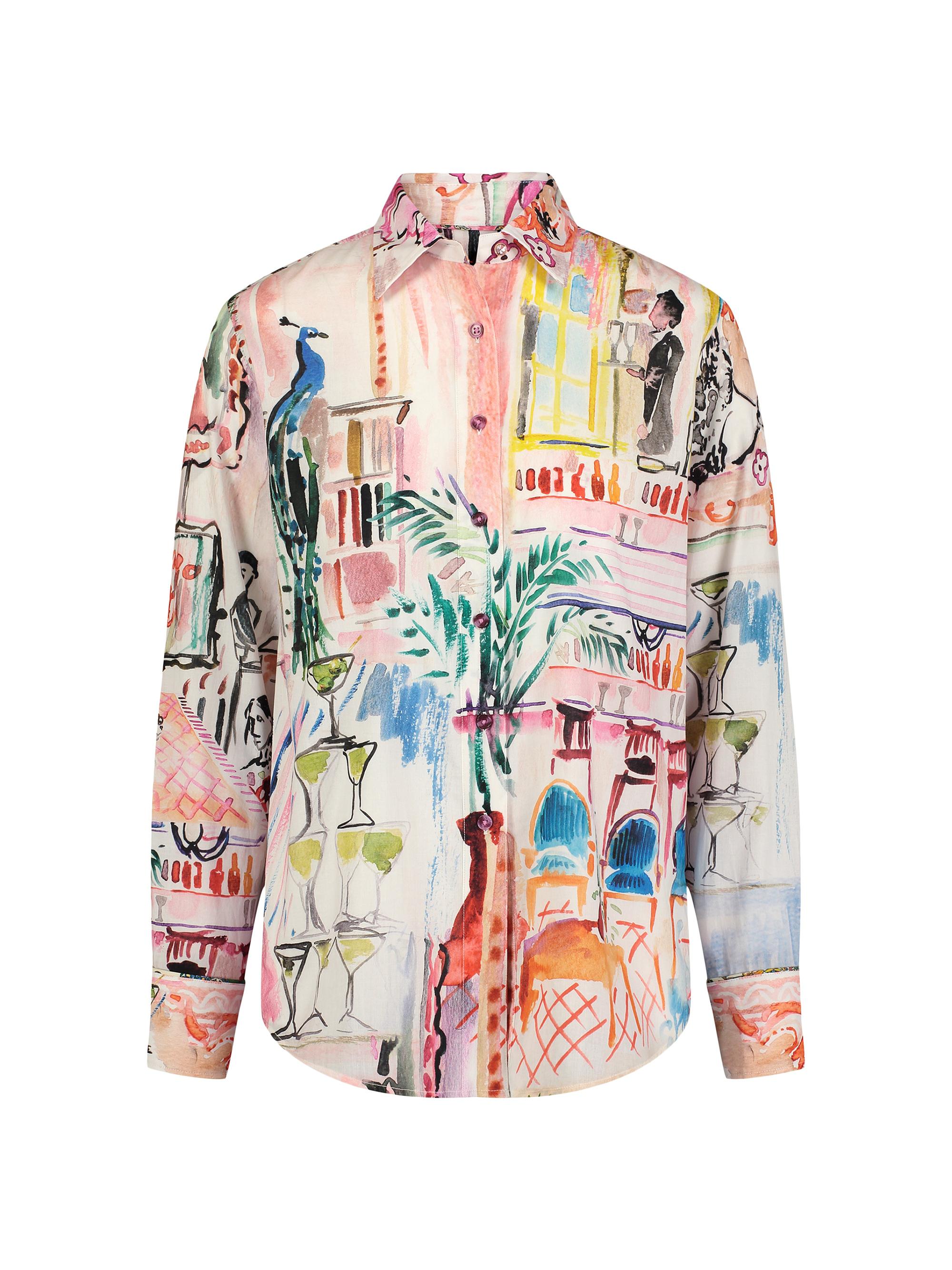 Robert Graham Women's Carrie Graphic-Print Silk-Blend Long-Sleeve Shirt