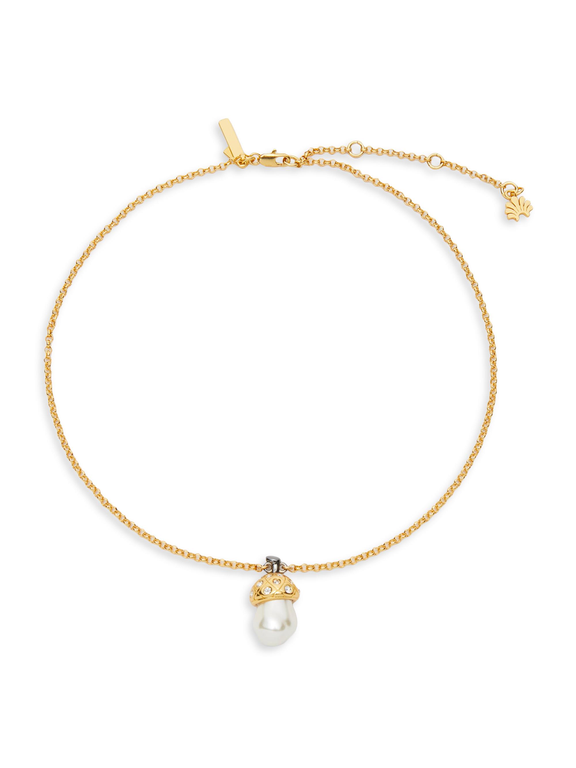Lele Sadoughi Women's Acorn 14K-Gold-Plated, Baroque Pearl & Crystal Pendant Necklace - Pearl