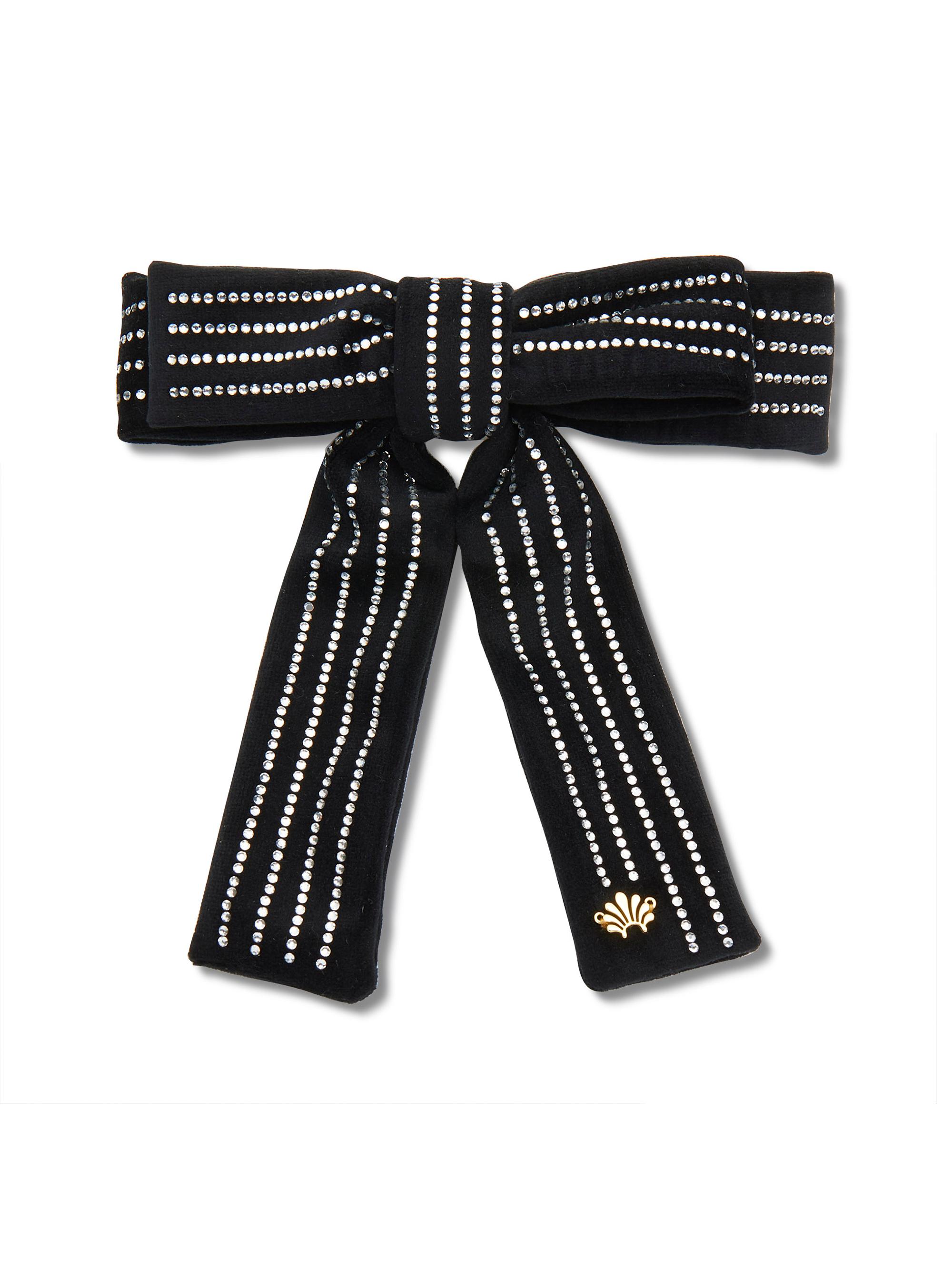 Lele Sadoughi Women's Antoinette Crystal-Pinstriped Bow Barrette - Jet Crystal