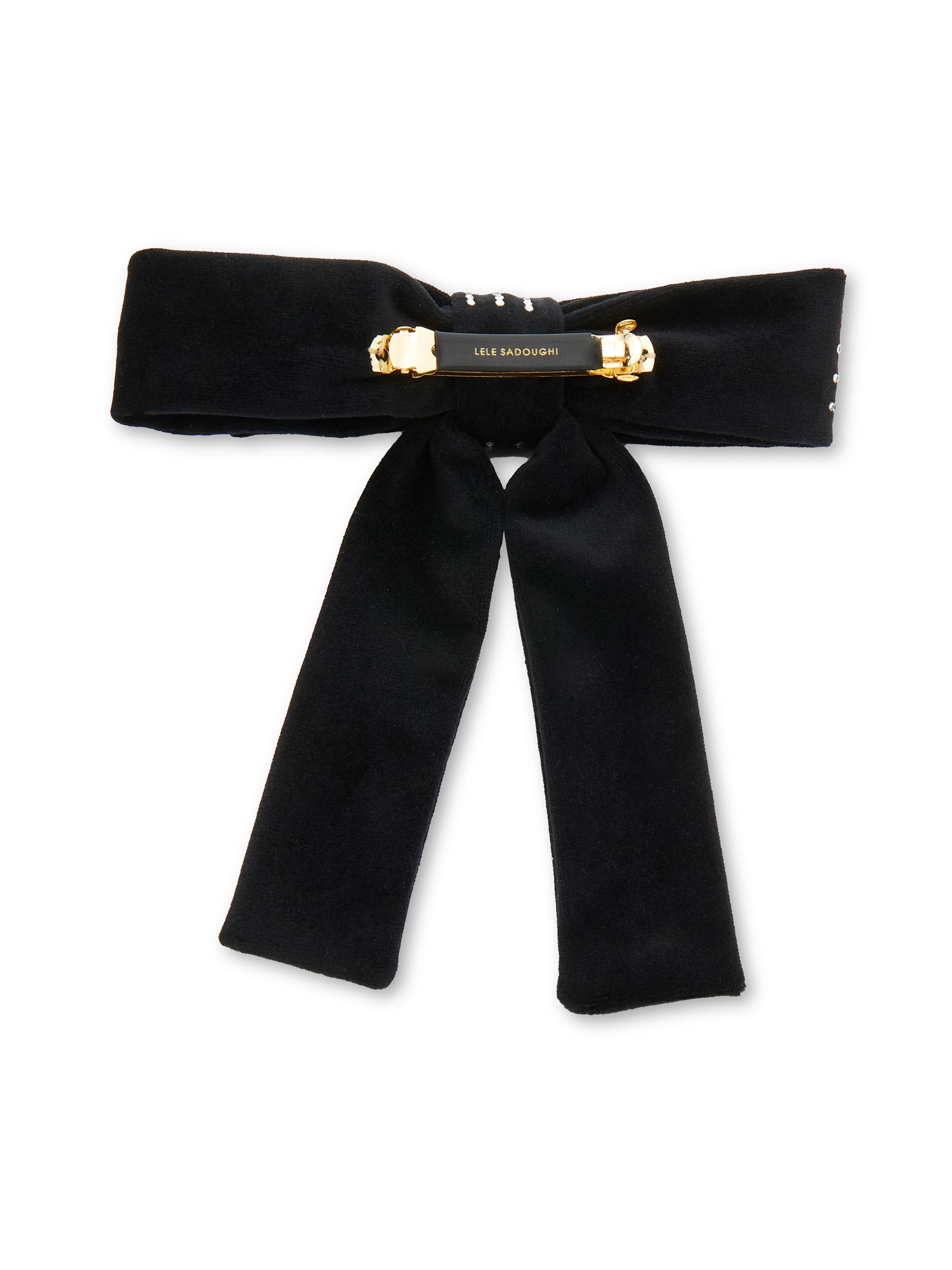 Lele Sadoughi Antoinette Crystal-Pinstriped Bow Barrette 