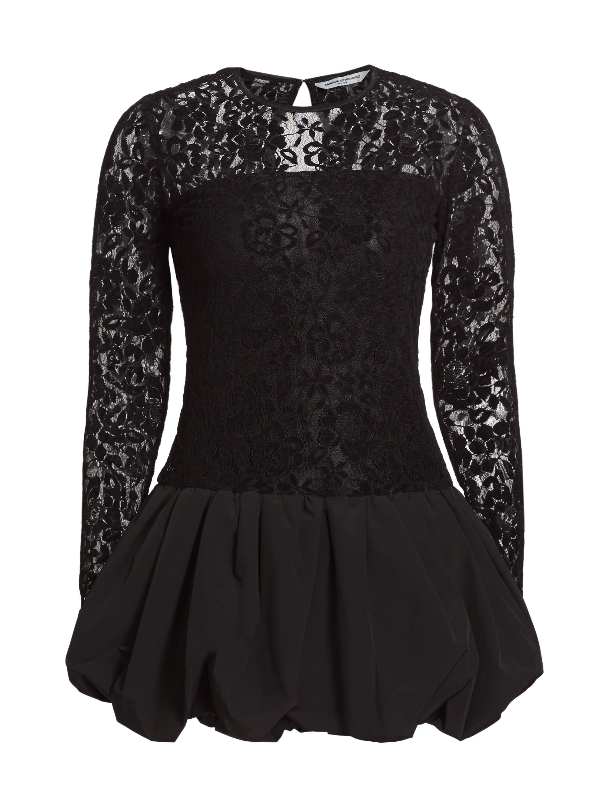 Amanda Uprichard Women's Lacey Bubble-Hem Skort Romper - Black