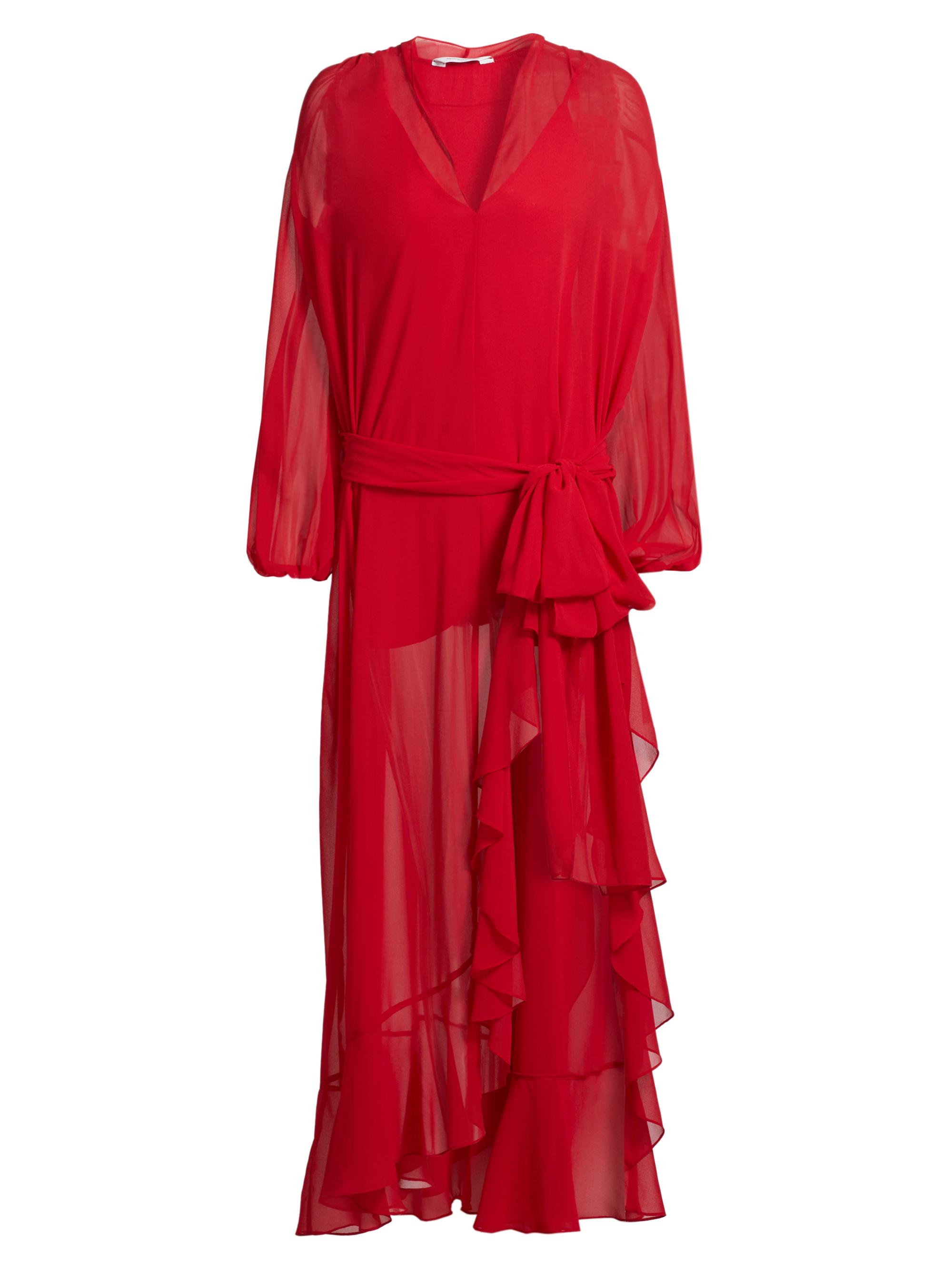 Amanda Uprichard Women's Calliope Tie-Waist Maxi Dress - Red