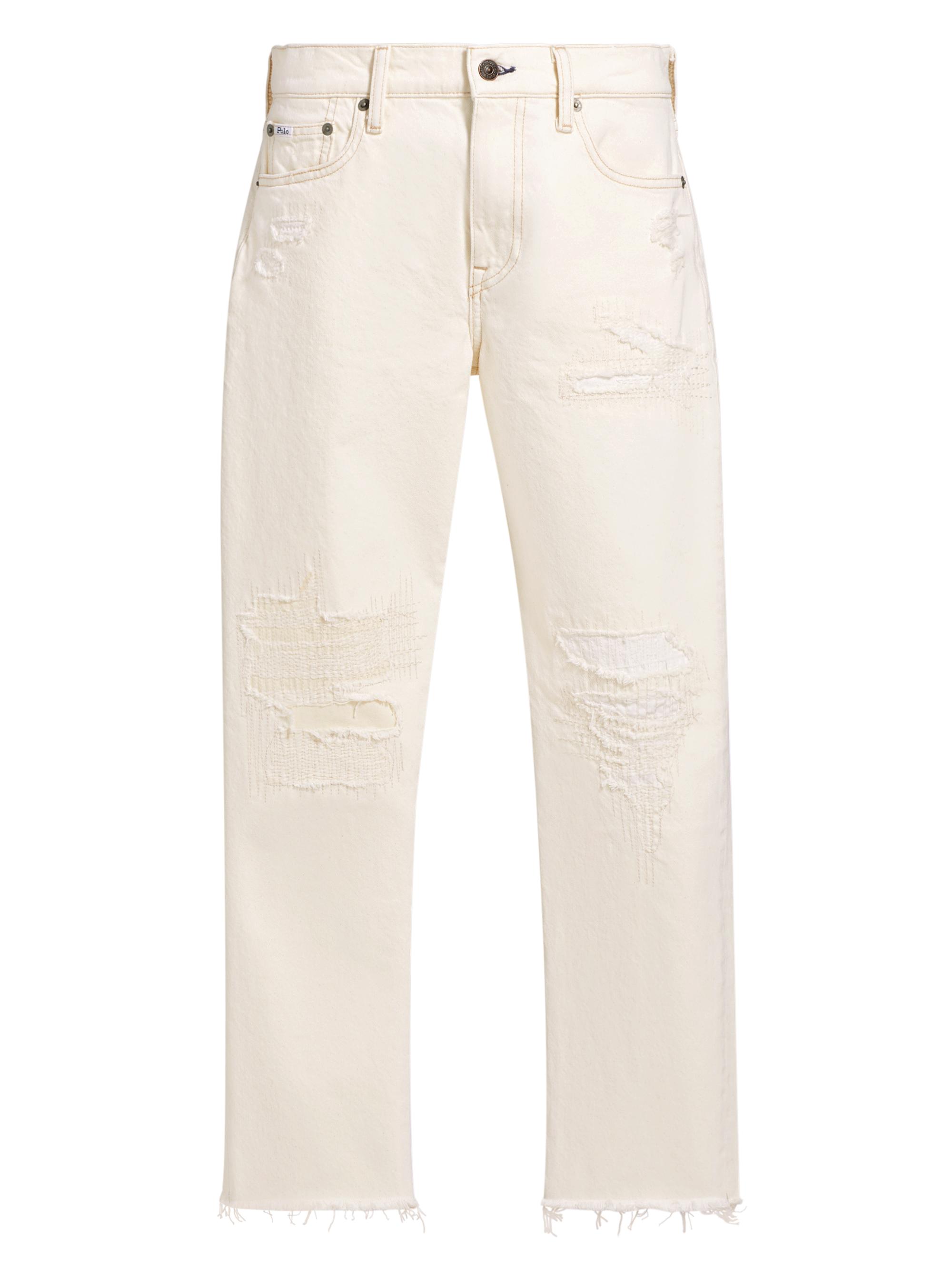 Polo Ralph Lauren Women's Distressed Cropped Jeans - Cream