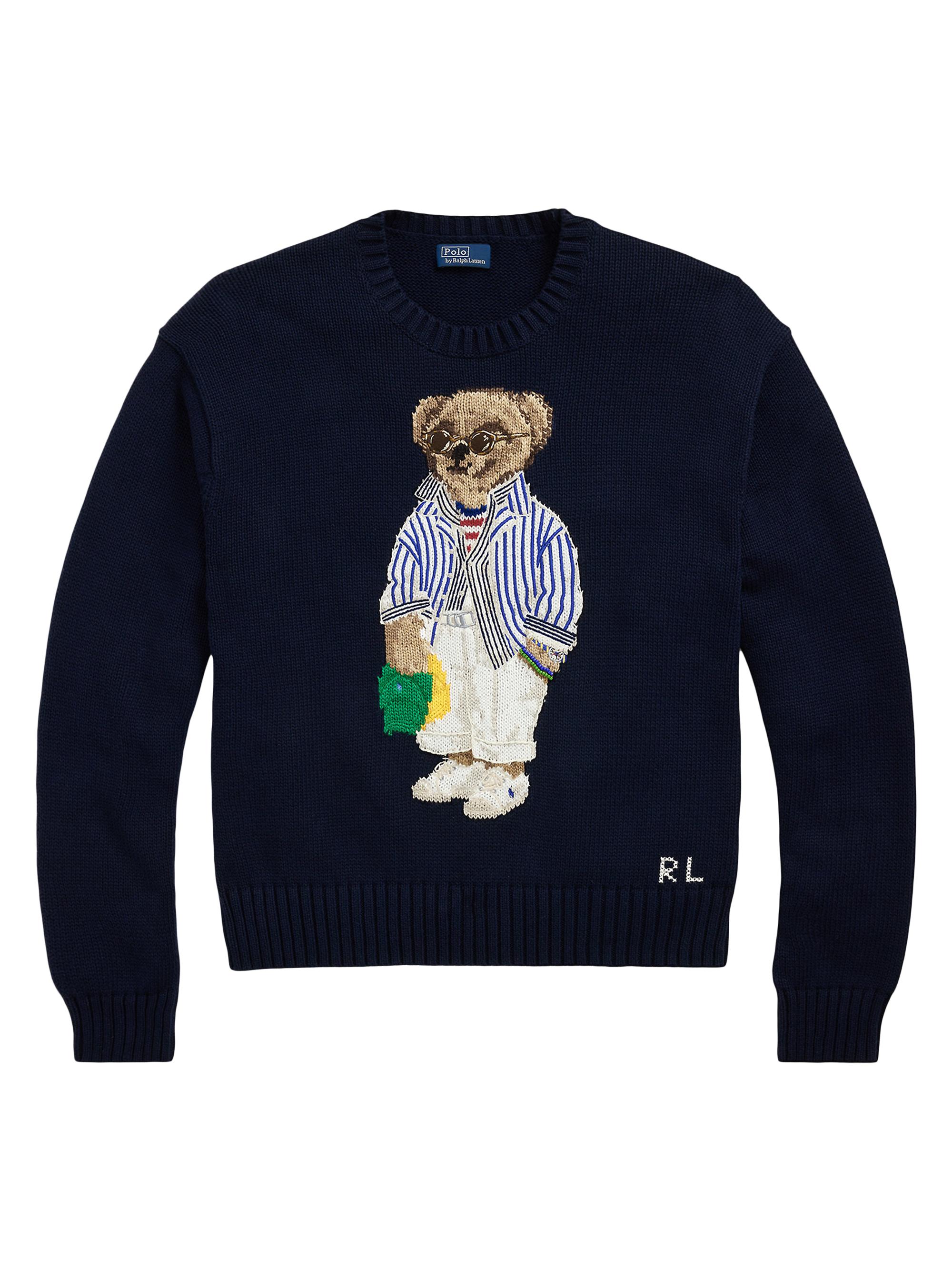 Polo Ralph Lauren Women's Polo Bear Cotton Crewneck Sweater - Hunter Navy Multi