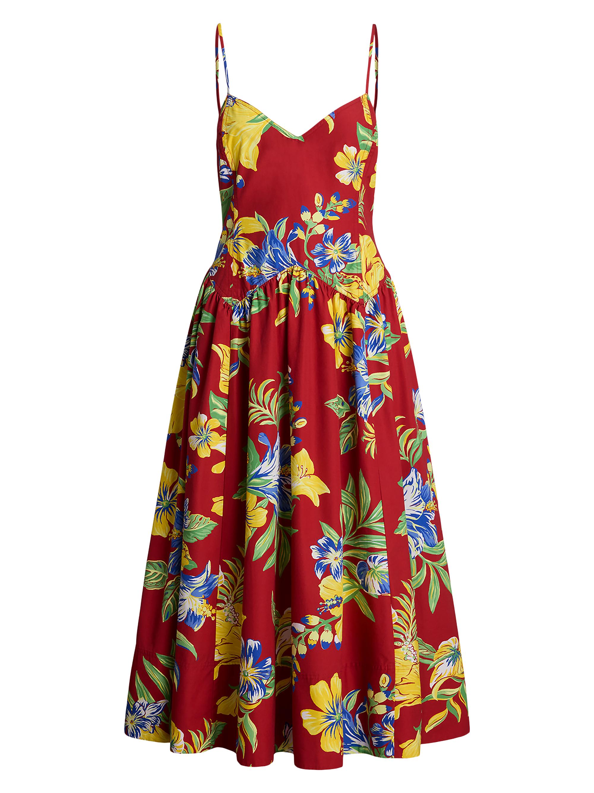 Polo Ralph Lauren Women's Tropical Foral Cotton Poplin Midi-Dress - Paradise Petals
