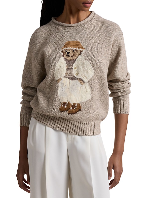Shop Polo Ralph Lauren Polo Bear Rolled Neck Cotton Sweater Shop Polo Ralph Lauren Polo Bear Rolled Neck Cotton Sweater