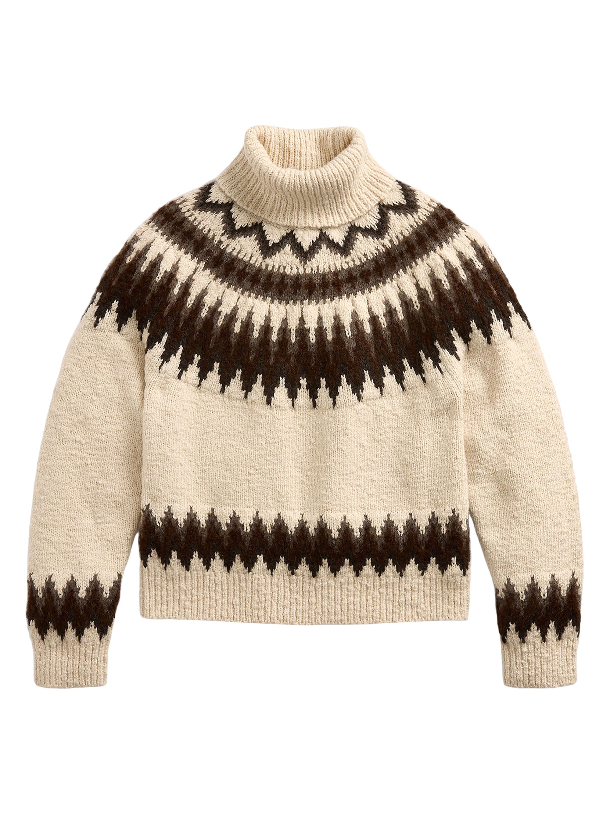 Polo Ralph Lauren Women's Fair Isle-Inspired Wool-Blend Turtleneck Sweater - Cream Brown Multi