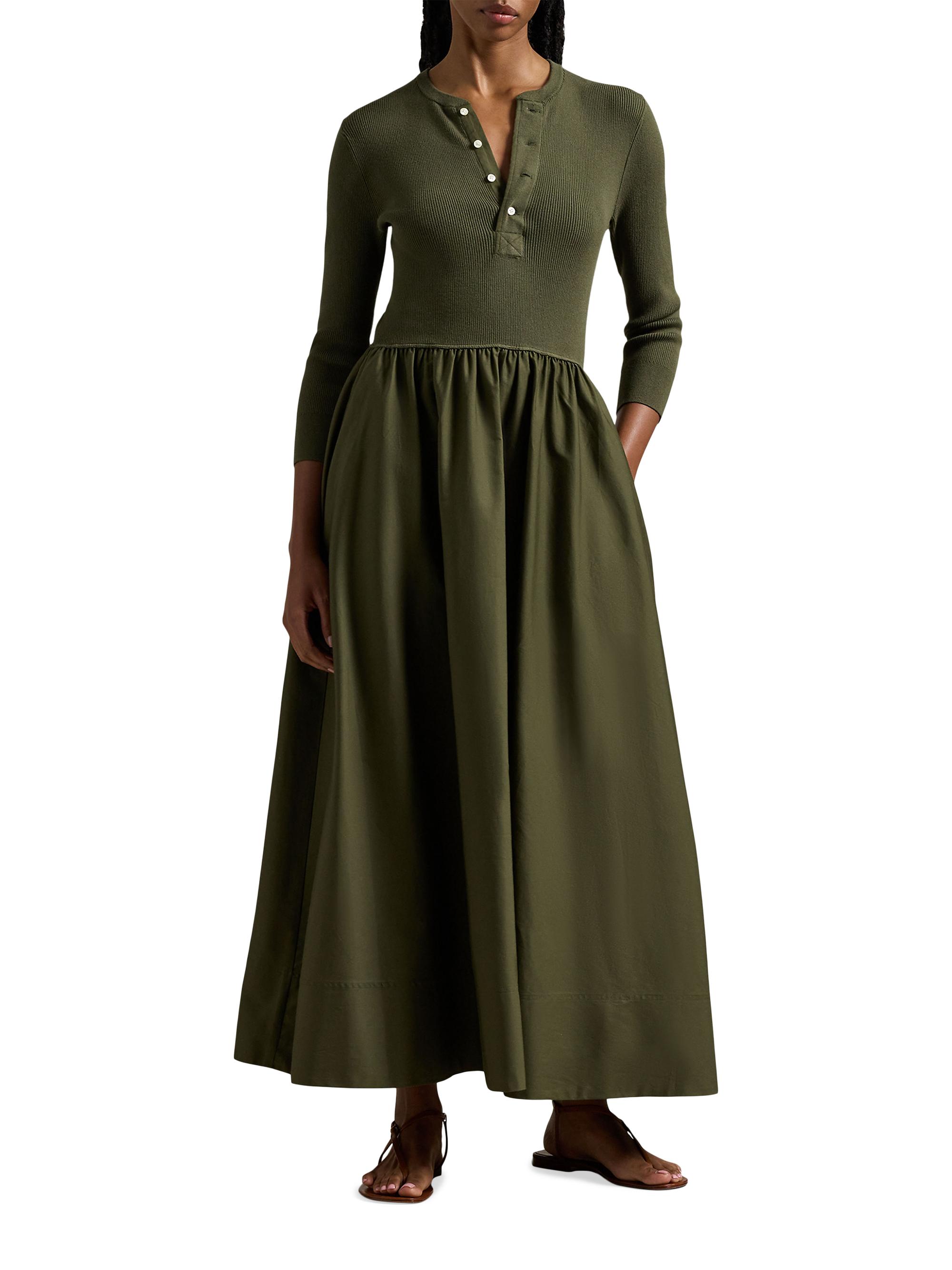 Polo Ralph Lauren Henley Long-Sleeve Maxi Dress Saks Fifth