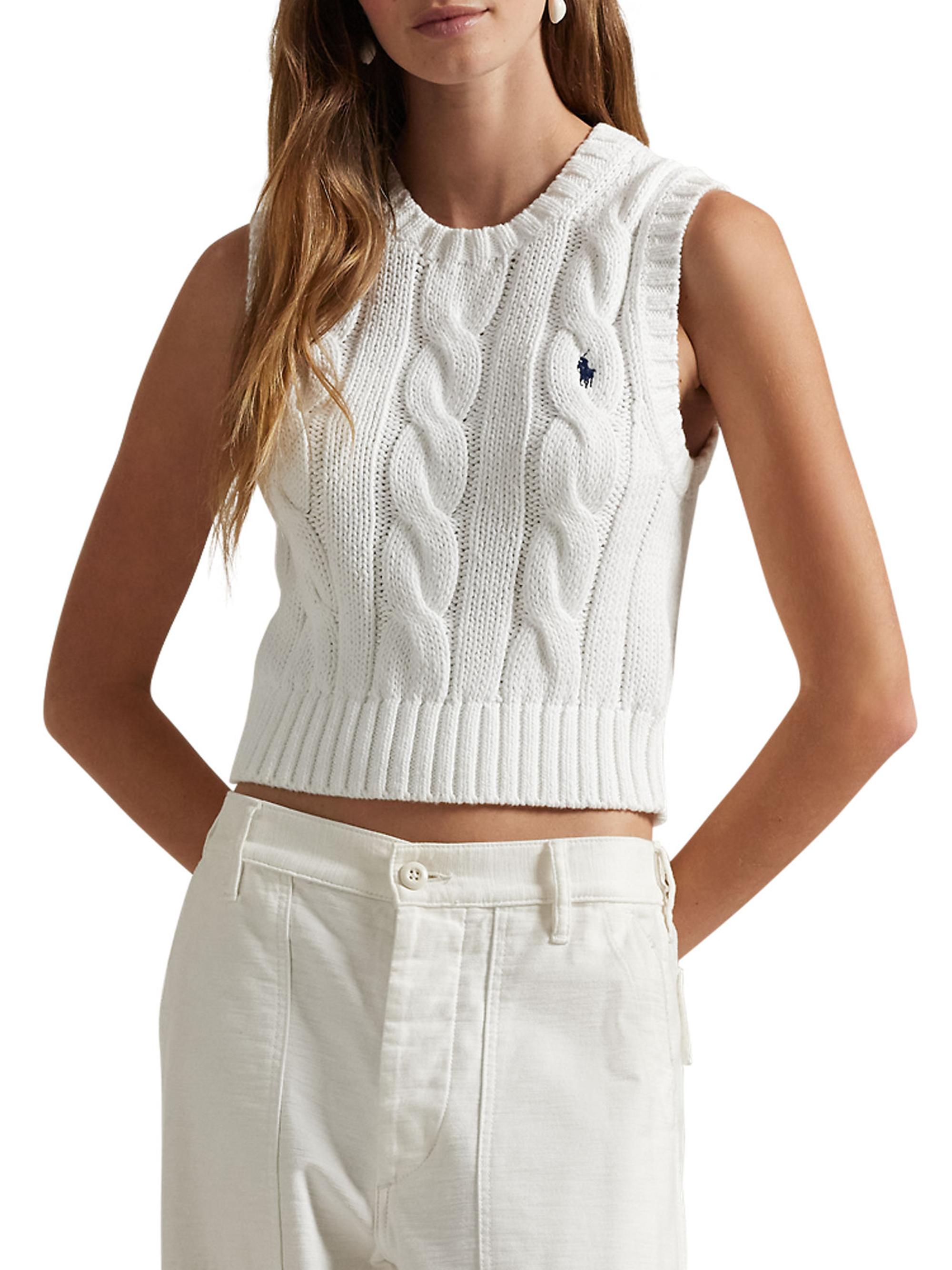 超美品 HYKE ベスト 白　CABLE-KNIT CROPPED VEST HYKE(ハイク)C/C KNIT THERMAL CROPPED VEST 【公式通販】