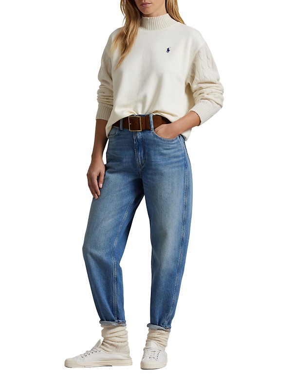 Shop Polo Ralph Lauren Cable-Knit Sleeves Fleece Mock Shop Polo Ralph Lauren Cable-Knit Sleeves Fleece Mock
