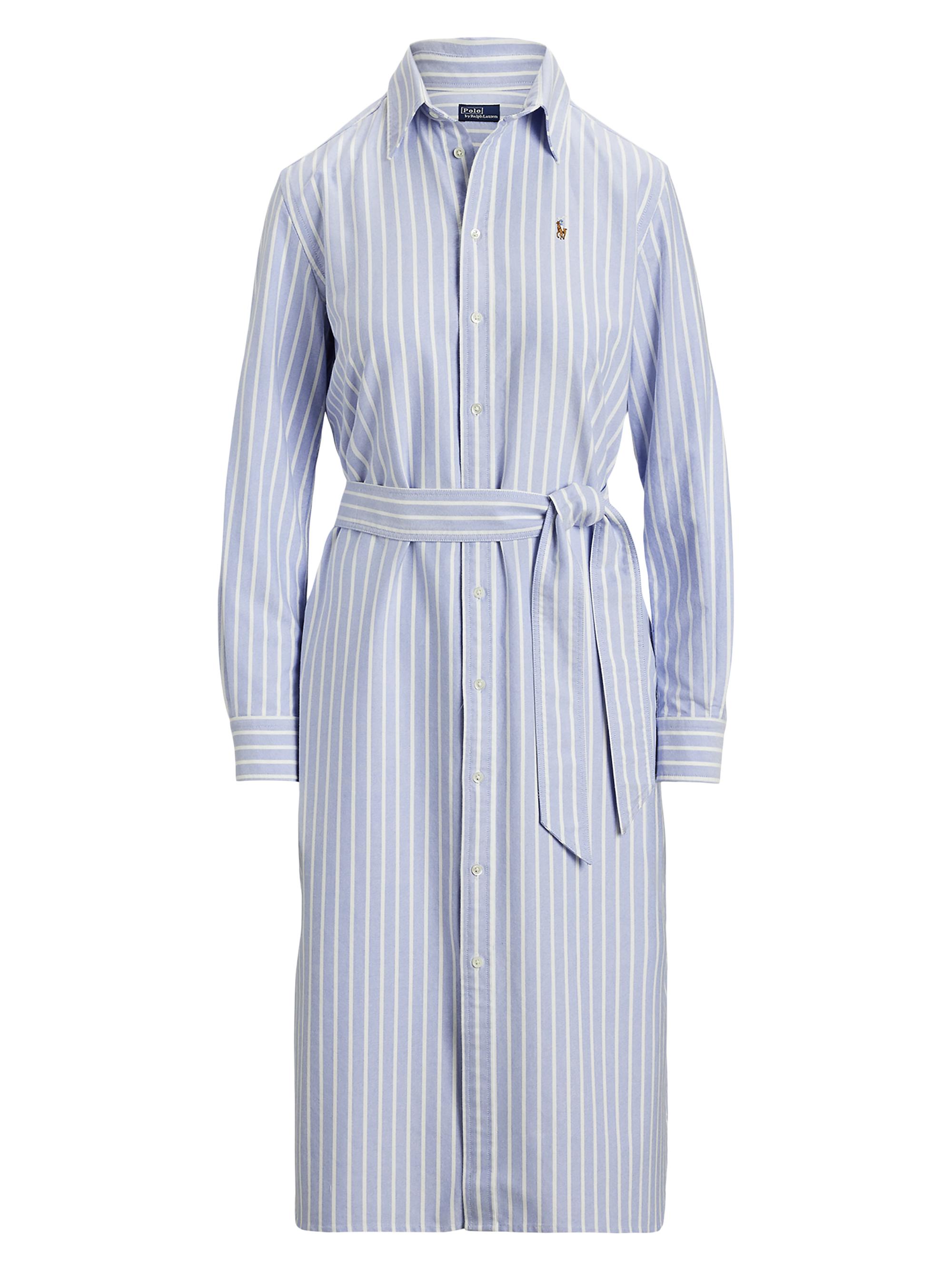 Polo Ralph Lauren Women's Striped Cotton Tie-Waist Shirtdress - Harbor Island Blue White