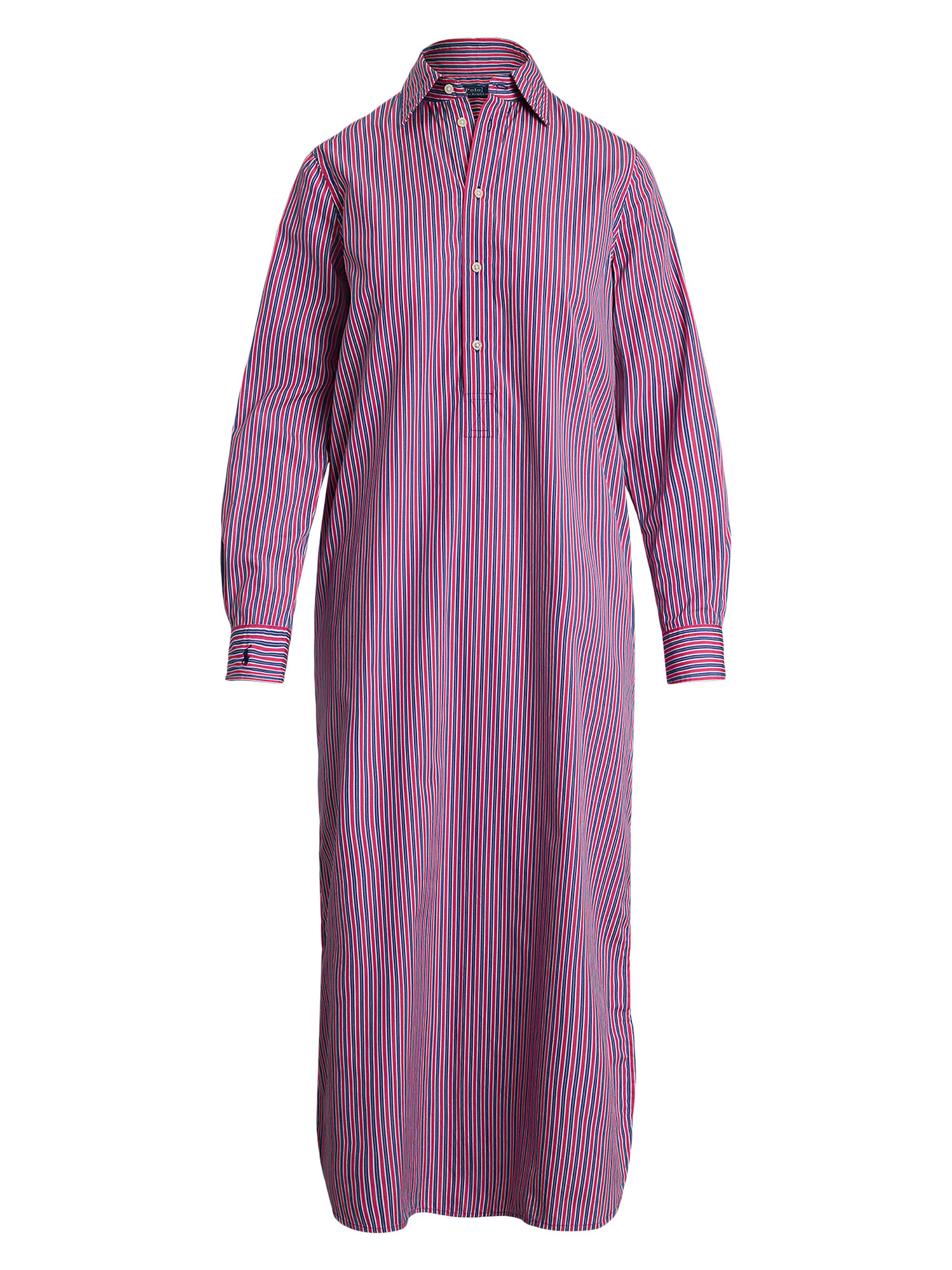 Polo Ralph Lauren Women's Striped Cotton Maxi Shirtdress - Pink Blue Multi Stripe