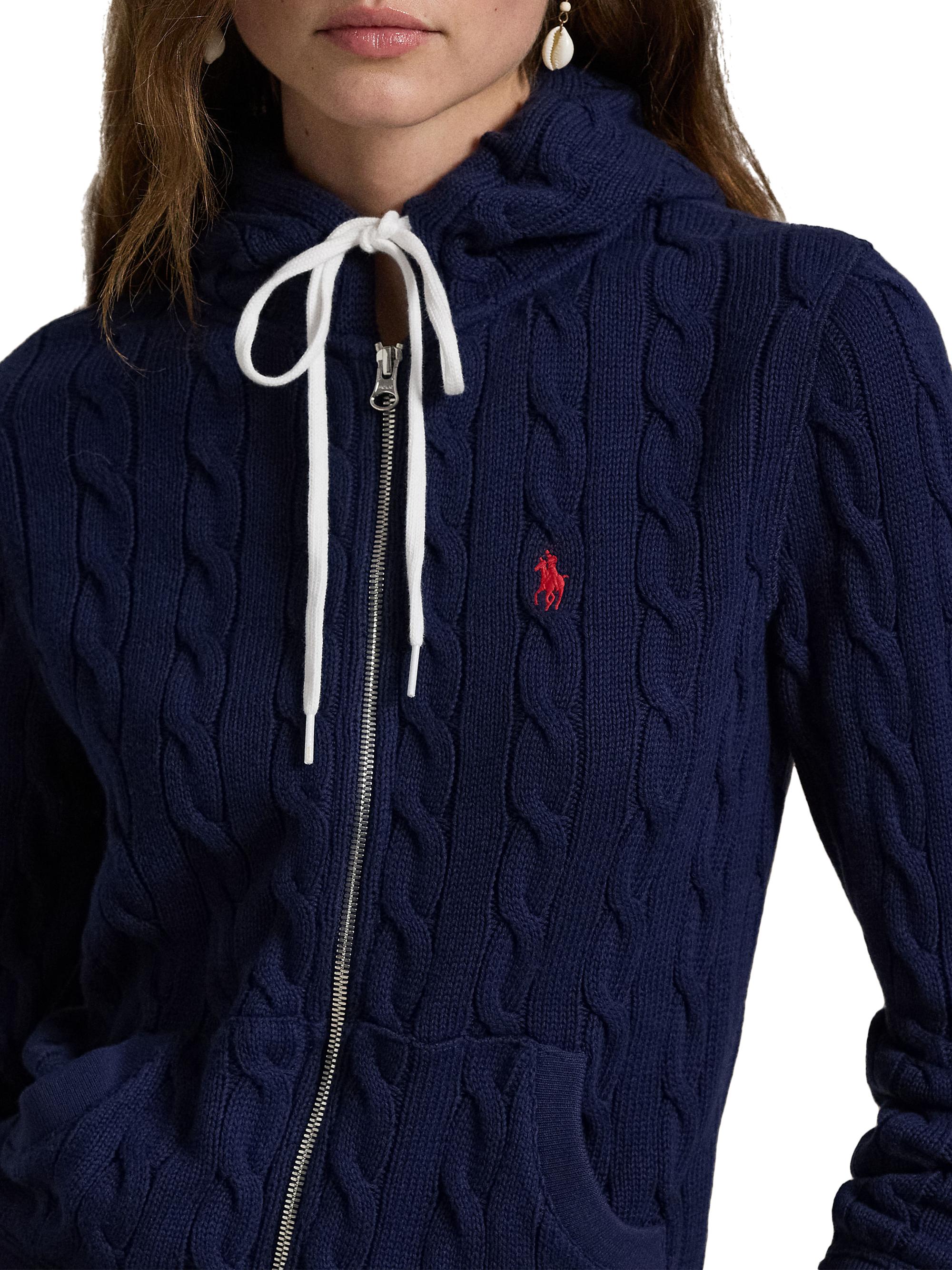 Polo Ralph Lauren Logo Cotton Cable-Knit Hoodie | Saks Fifth