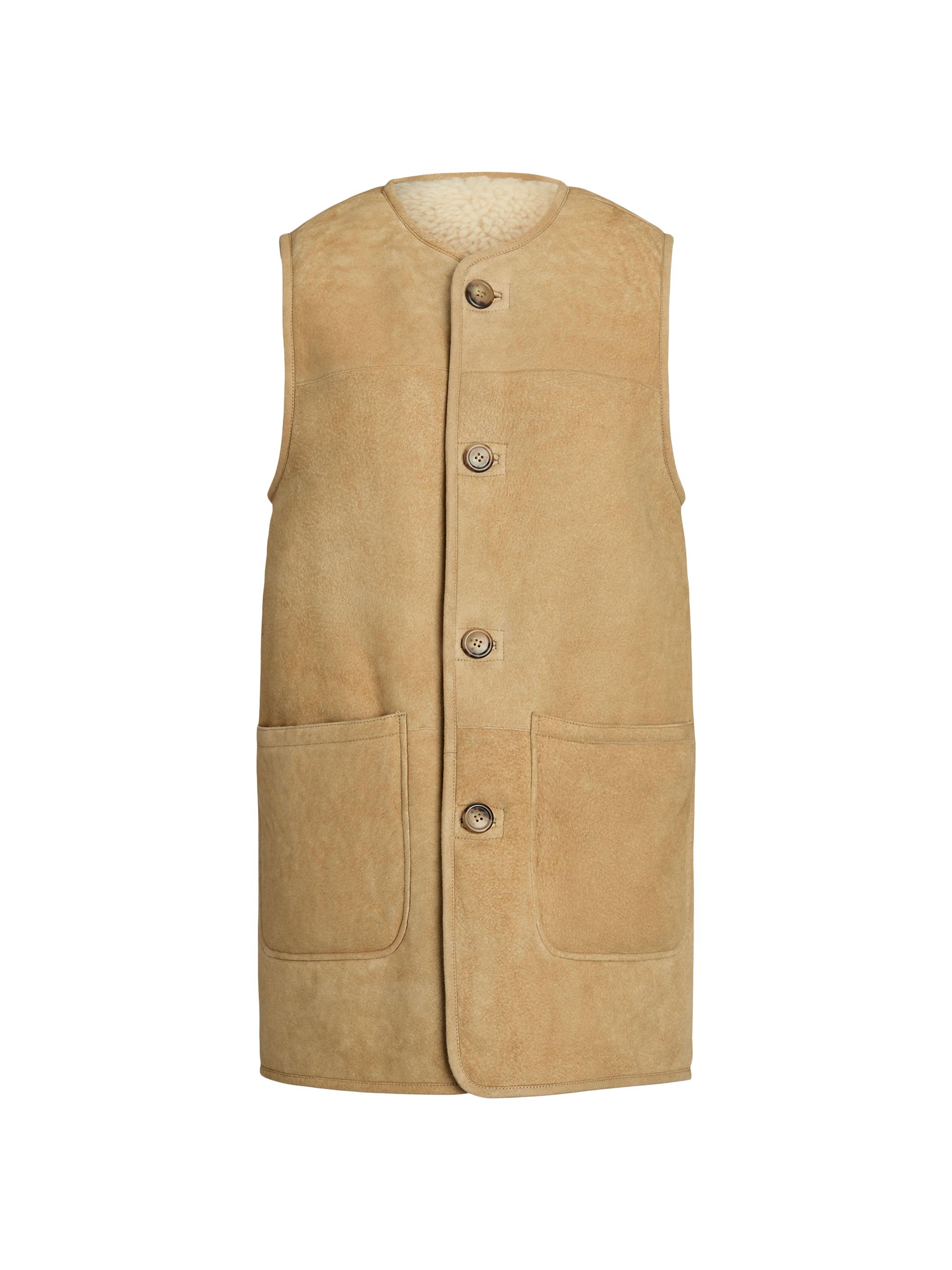 Polo Ralph Lauren Women's Shearling Button-Front Vest - Vintage Saddle Cream
