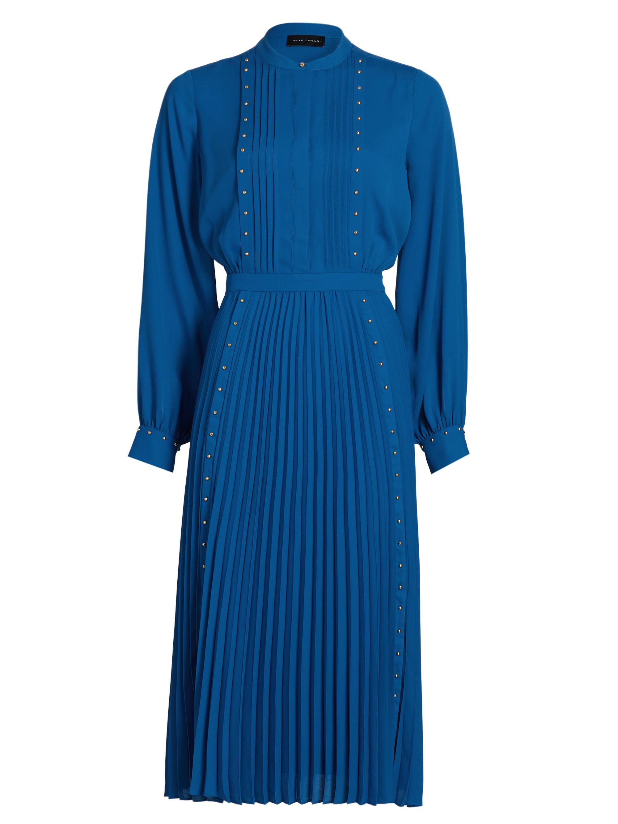 Elie Tahari Women's The Alania Pleated Midi-Dress - Blue Stone