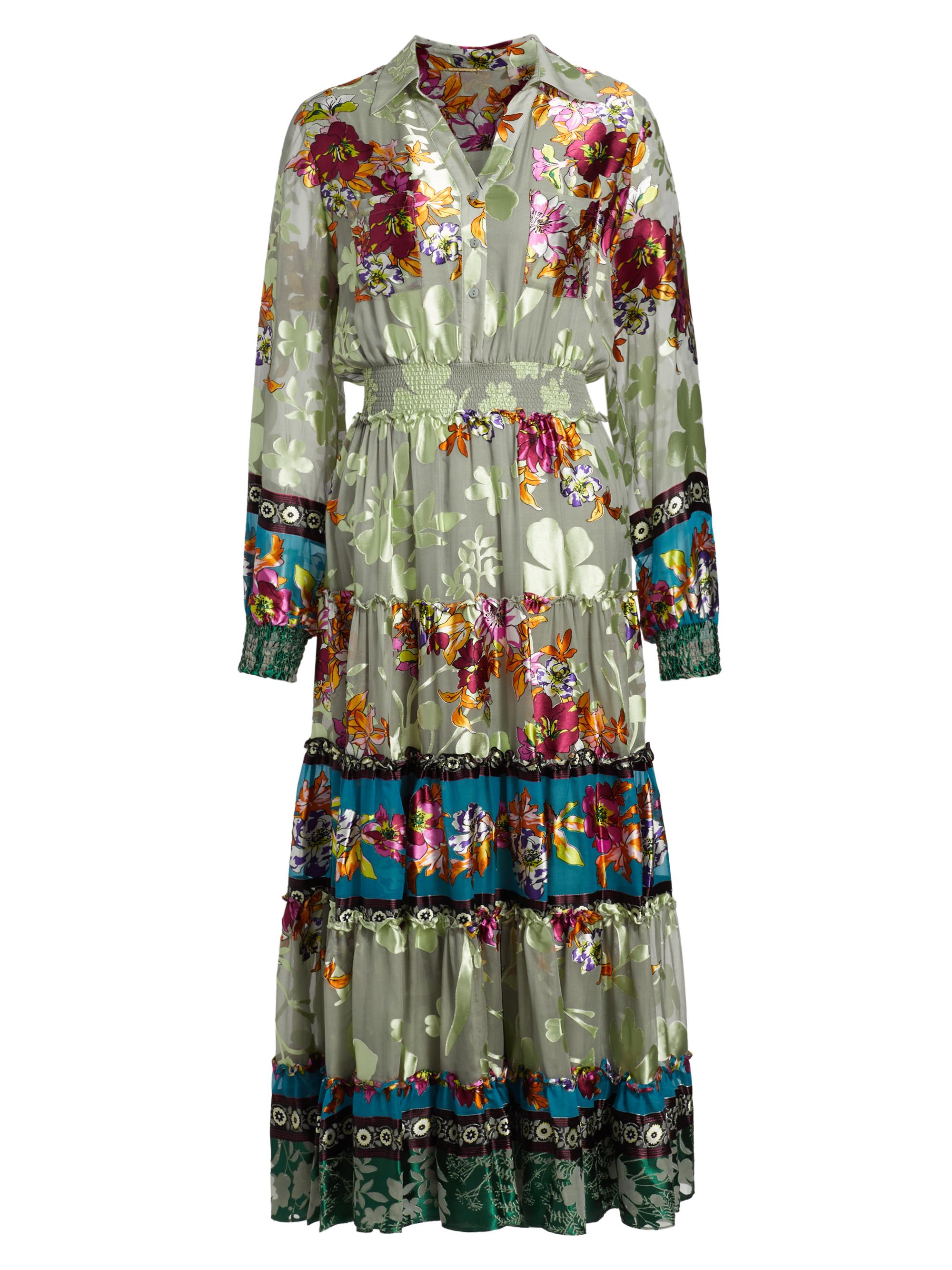 Elie Tahari Women's Geneva Floral Tiered Shirtdress - Autumn Burnout
