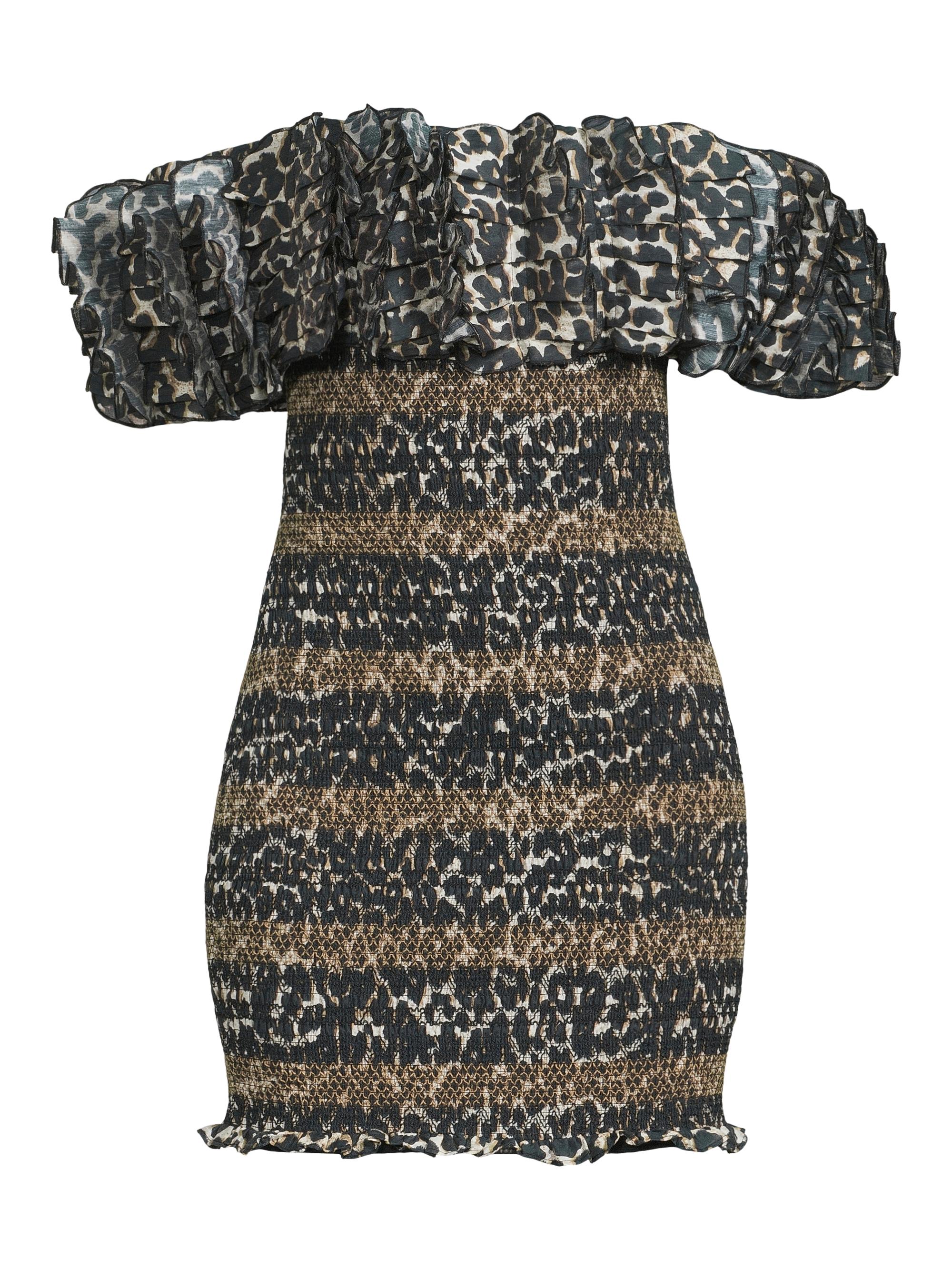 Hope for Flowers Women's Leopard Smocked Off-The-Shoulder Minidress - Leopard