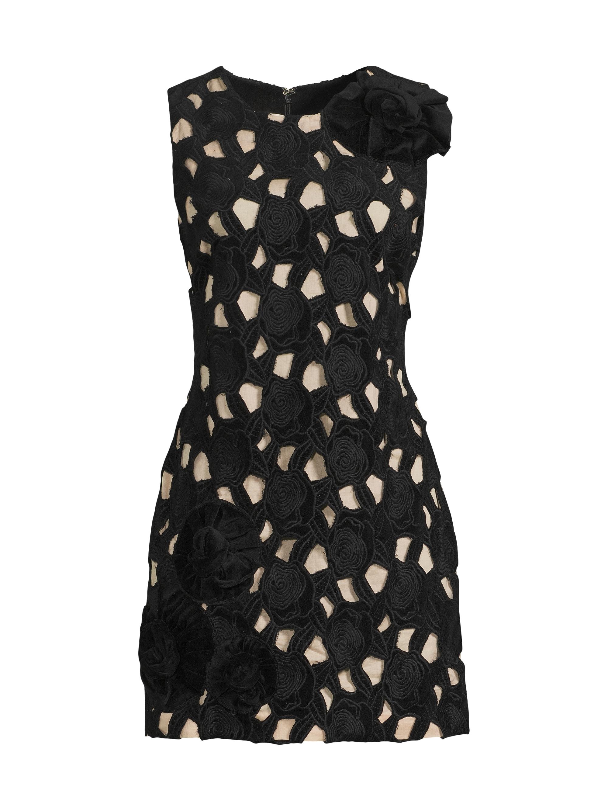 Hope for Flowers Women's Floral Cut-Out Cotton Shift Minidress - Black