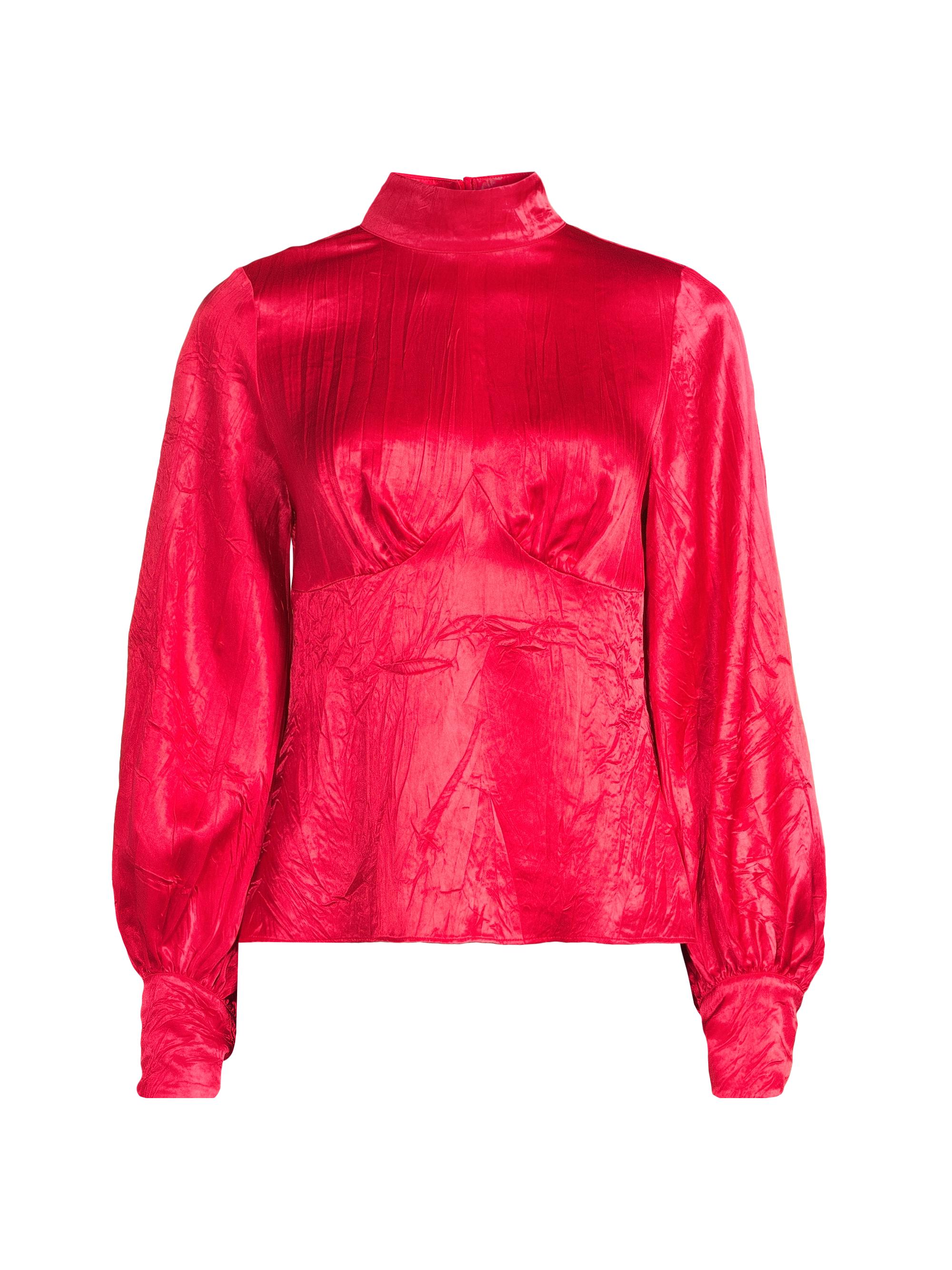 Hope for Flowers Women's Satin Turtleneck Blouse - Firecracker