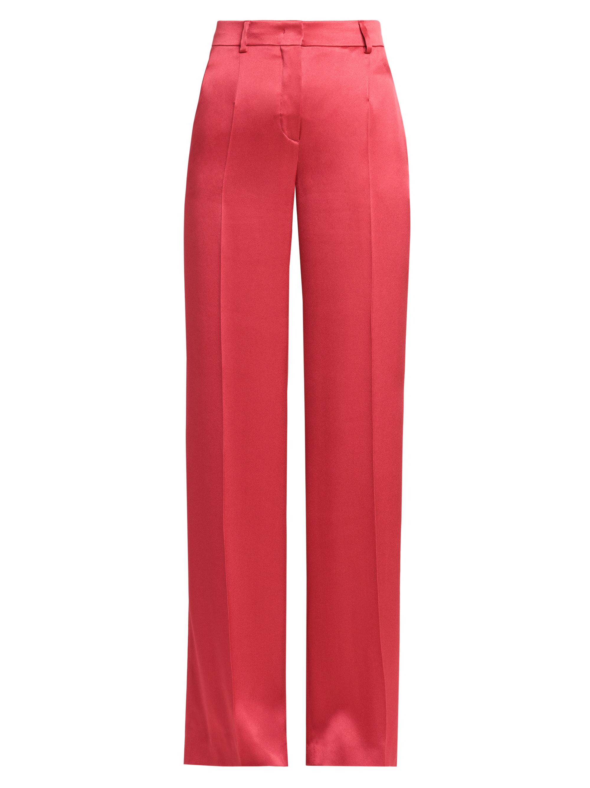 Satin High-Rise Straight-Leg Pants